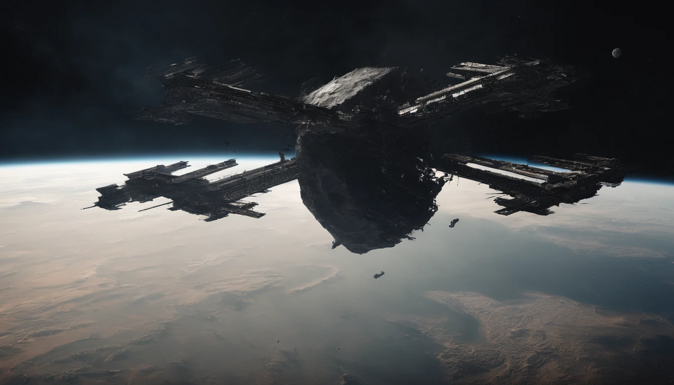 a view from inside the International Space Station (ISS) of planet Earth being destroyed by an asteroid, tense and dry environment in the air, Dark environment, contemporary clothing, Bible, Biblical stories, Based on the story of the apocalypse from the Old Testament, 8k, cinematic, realistic