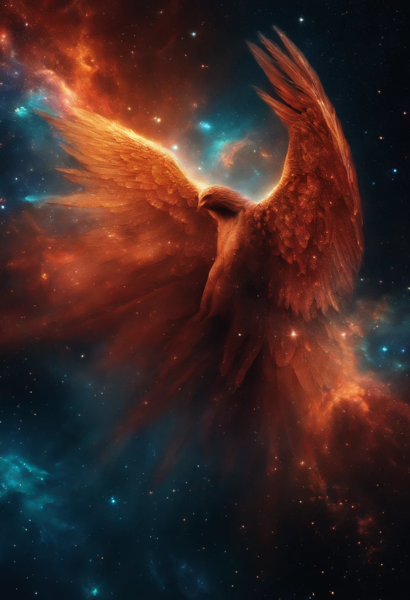 Fallen Angel Nebula ,olhos vermelhos brilhantes, Biomechanicals, estranho, assustador, Pesadelo, cores muito brilhantes, Galaxy particles , com luz brilhante, Mshiff, Arte do papel de parede, Papel de parede UHD