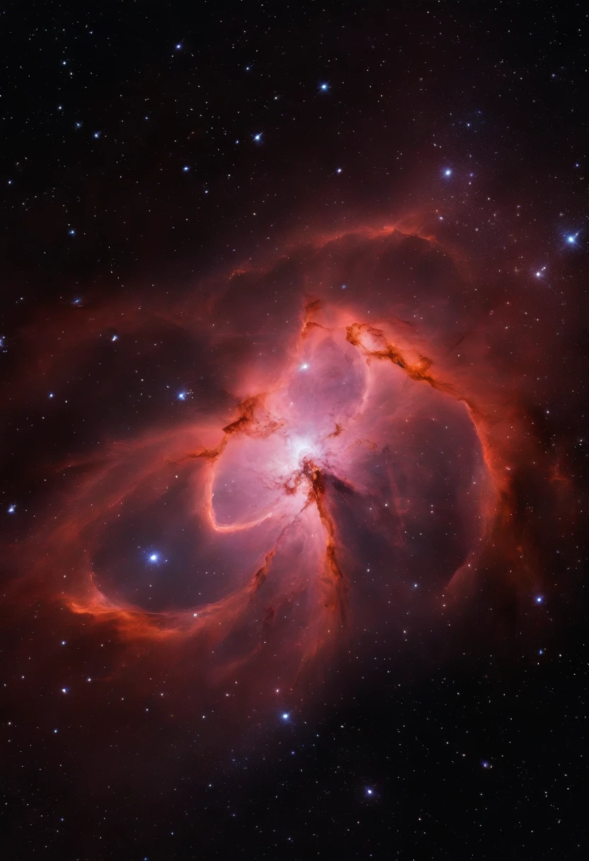 Fallen Angel Nebula ,olhos vermelhos  brilhantes, Biomechanicals, estranho, assustador, Pesadelo, cores muito brilhantes, Galaxy particles , com luz brilhante, Mshiff, Arte do papel de parede, Papel de parede UHD