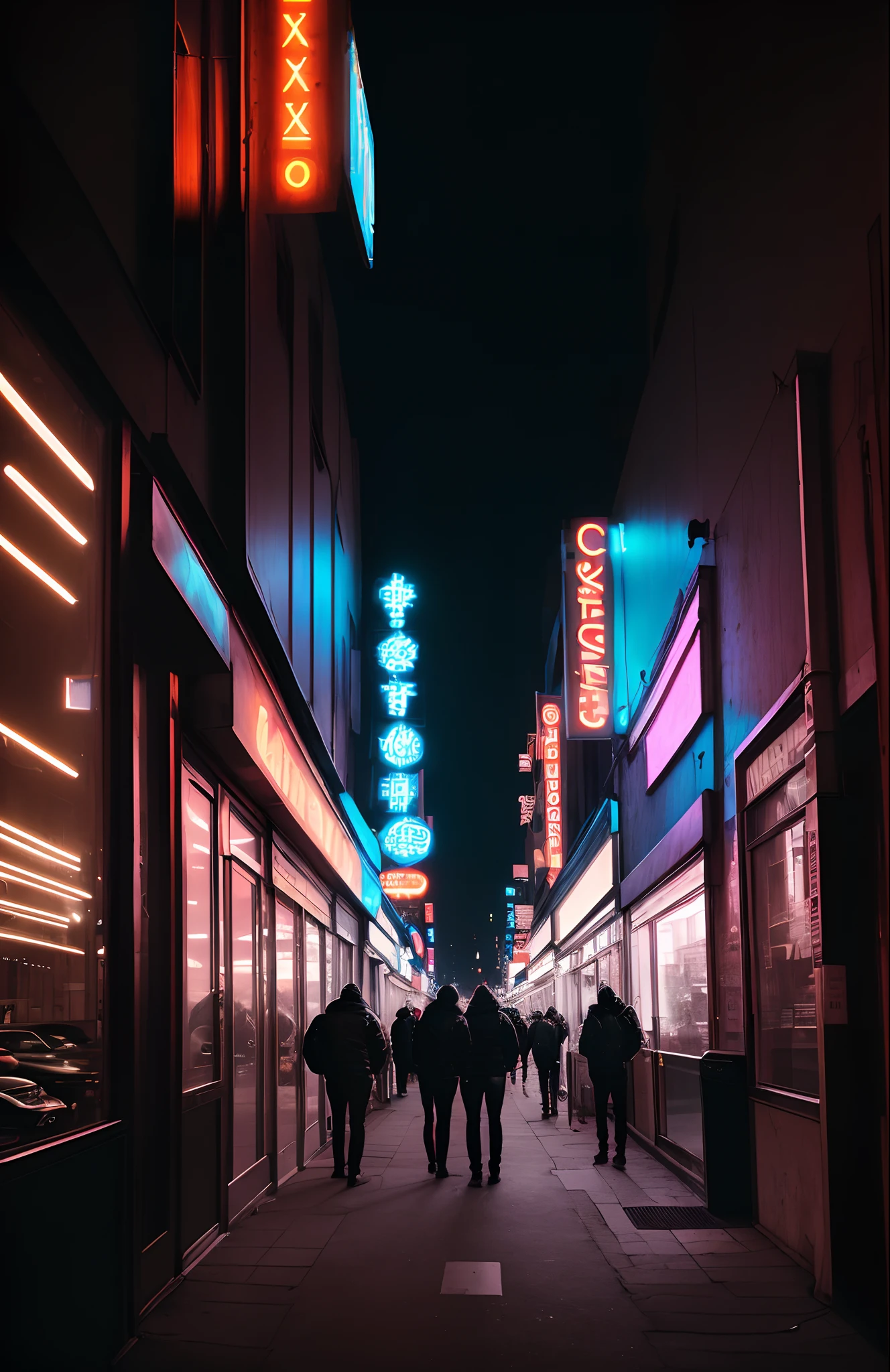 Portrait photo of a sexy European girl , (riant:0.8), queues de cheval cheveux, Contexte urbain complexe, backlit, (cinematic:1.5),Crop top en PVC transparent, Nuit, Neon cityscape, epic realistic, hyperdetailed, insane detail, Intricate details, Accent Lighting, Soft volumetric light, Bokeh, (dramatic light:1.2), (couleurs neutres:1.3), cross-process