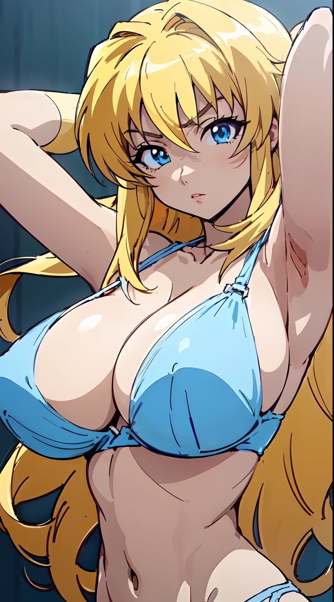 ((All  briefs and bra body visible)), (arms above head),(" wife woman background "),(Watters evaporation),(blue eyes), (long blonde hair), (huge tits),(masterpiece anime face ),(1girl),(realistic), (masterpiece eyes detailed) ,( (Detailed anime eyes), (Anime eyes fine details), (Huge anime eyes)