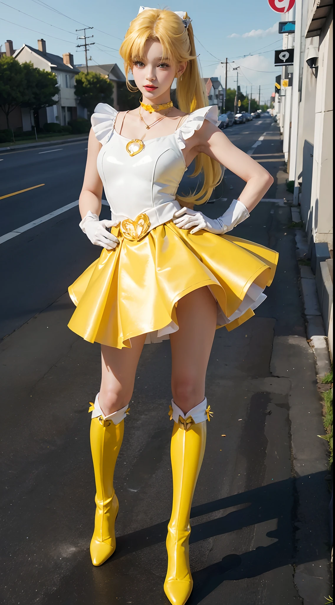 masterpiece,best quality, 1girl, cowboy shot, yellow top with puffed sleeves and an orange skirt, white gloves, yellow shoes, and a crown with orange detailing, bangs, castle, luxurious, dusk, thighhighs,
<lora:filmgrain_slider_v1:2.5> More Grainy, <lora:backlight_slider_v10:1.5> ,