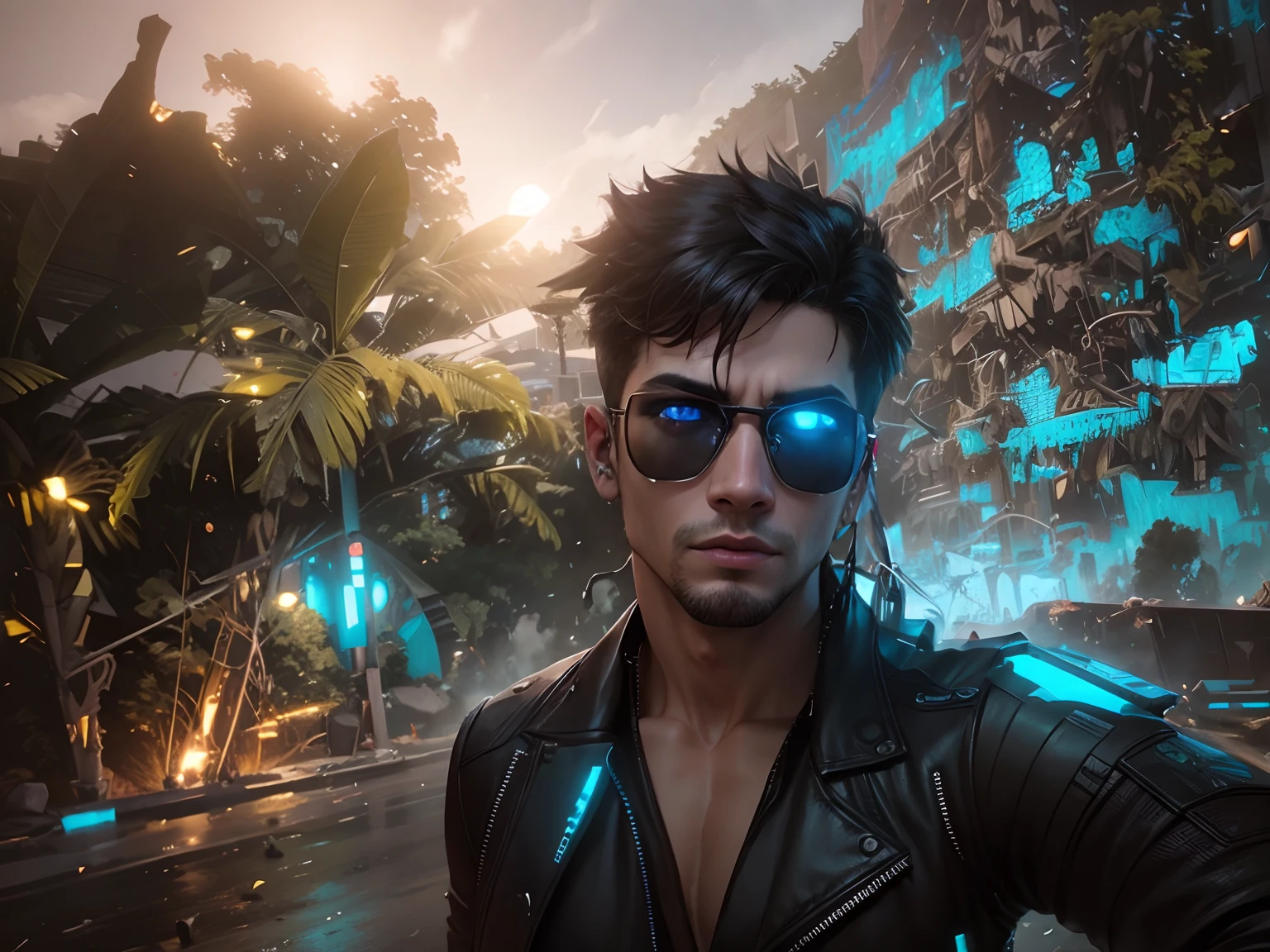 Change background cyberpunk handsome boy and realistic face 8k realistic