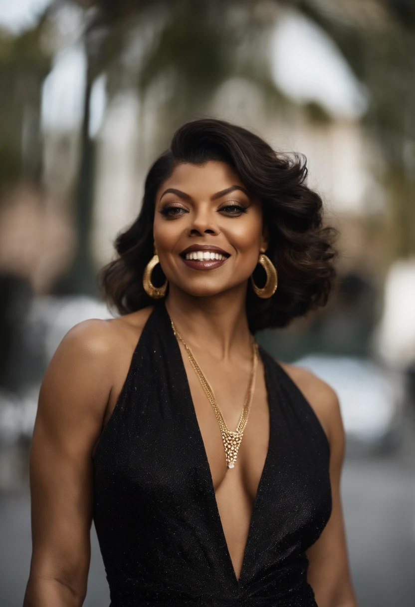 um close up da atriz Taraji Penda Henson uma negra mulher com um colar de ouro e brincos, arte do designer, foto da atriz Taraji Penda Henson mulher negra, feminilidade", diva, obra-prima', atriz Taraji Penda Henson, rainha bonita, Obra-prima da arte, reads beautifully, arte bonita, foto promocional, Foto promocional, dramatic ", dramatic", emocionalmente sugestivo, Imagem promocional, taken in the early 2020s, inspiration