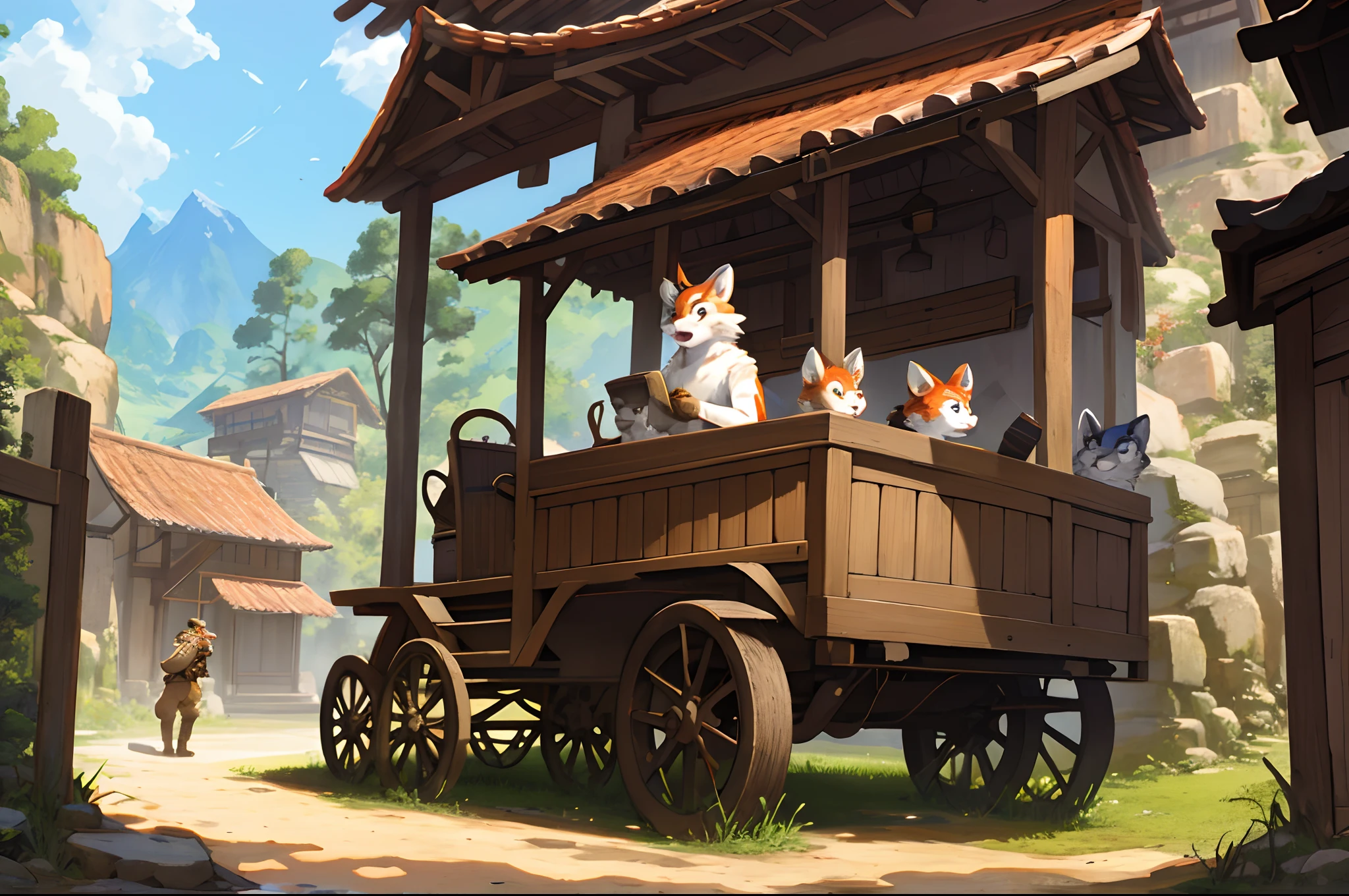 super high resolution, detailed background, World Heritage Site, 6+boys, 6+girls, Happy, joyful, absurdres(Photos of solo travelers)(kemono, furry anthro),