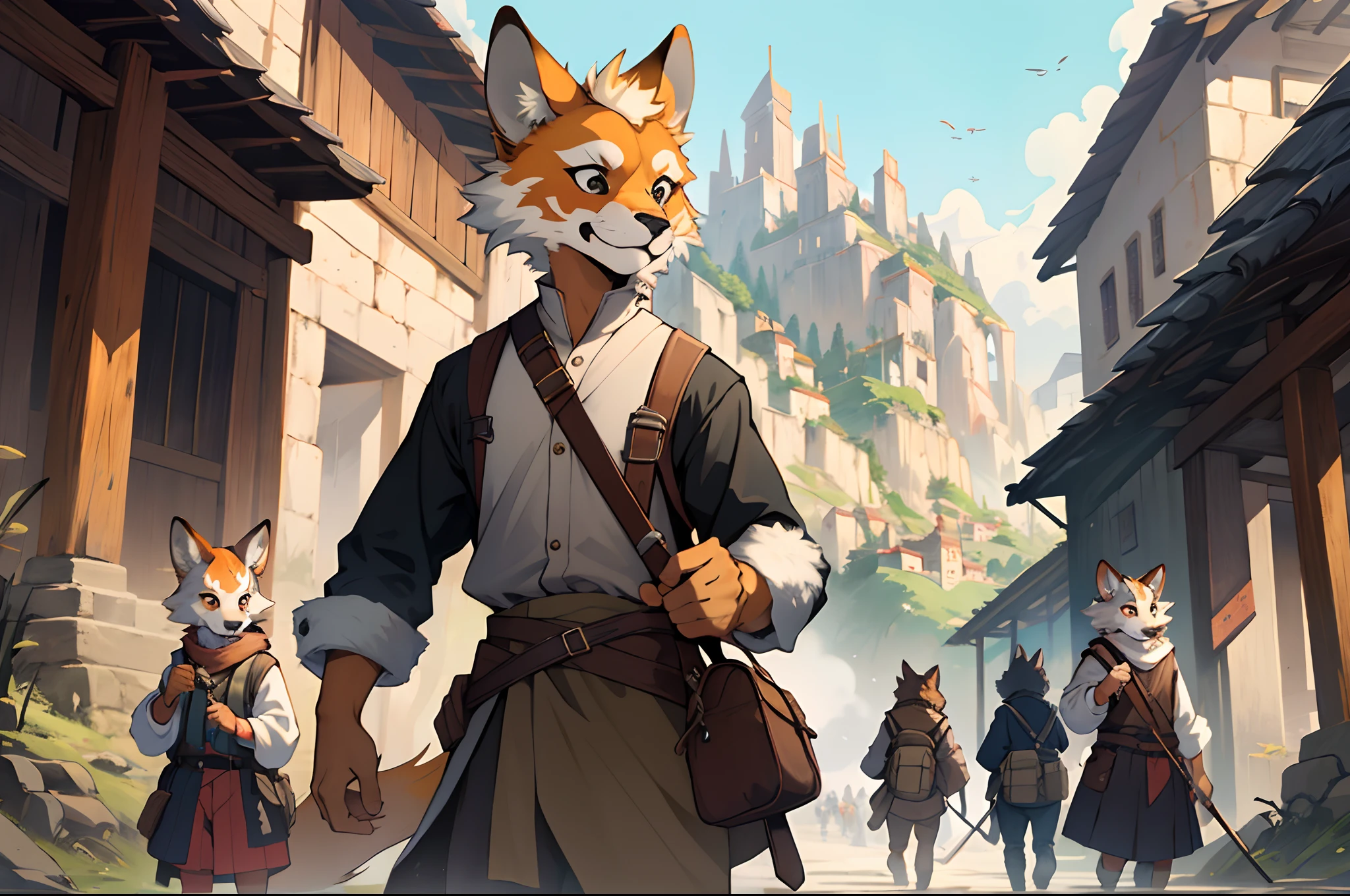 super high resolution, detailed background, World Heritage Site, 6+boys, 6+girls, Happy, joyful, absurdres(Photos of solo travelers)(kemono, furry anthro),