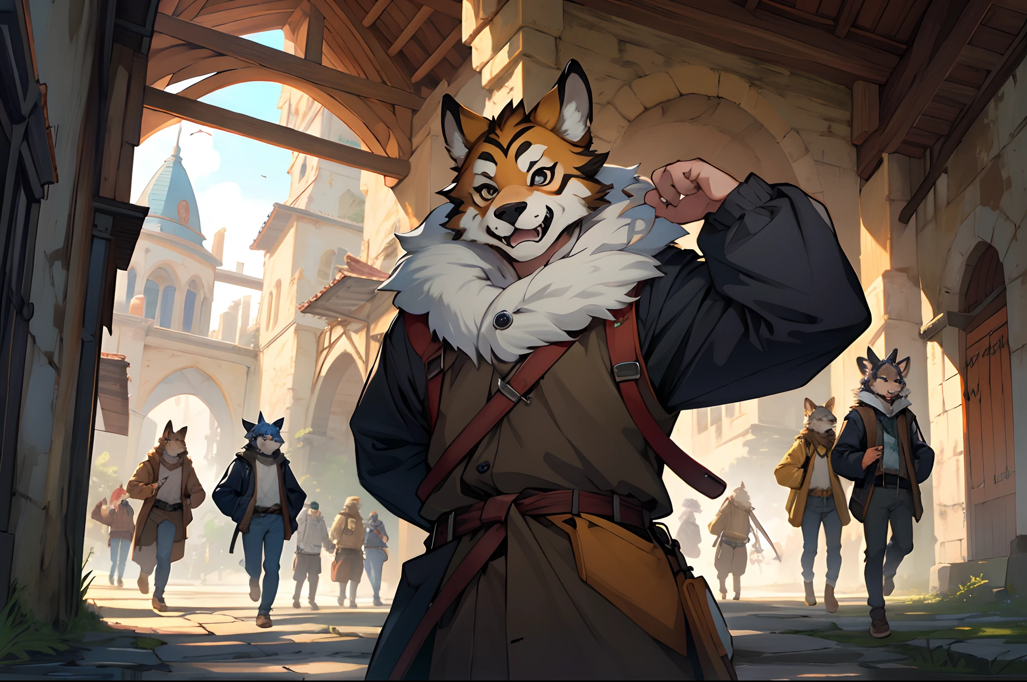 super high resolution, detailed background, World Heritage Site, 6+boys, 6+girls, Happy, joyful, absurdres(Photos of solo travelers)(kemono, furry anthro),