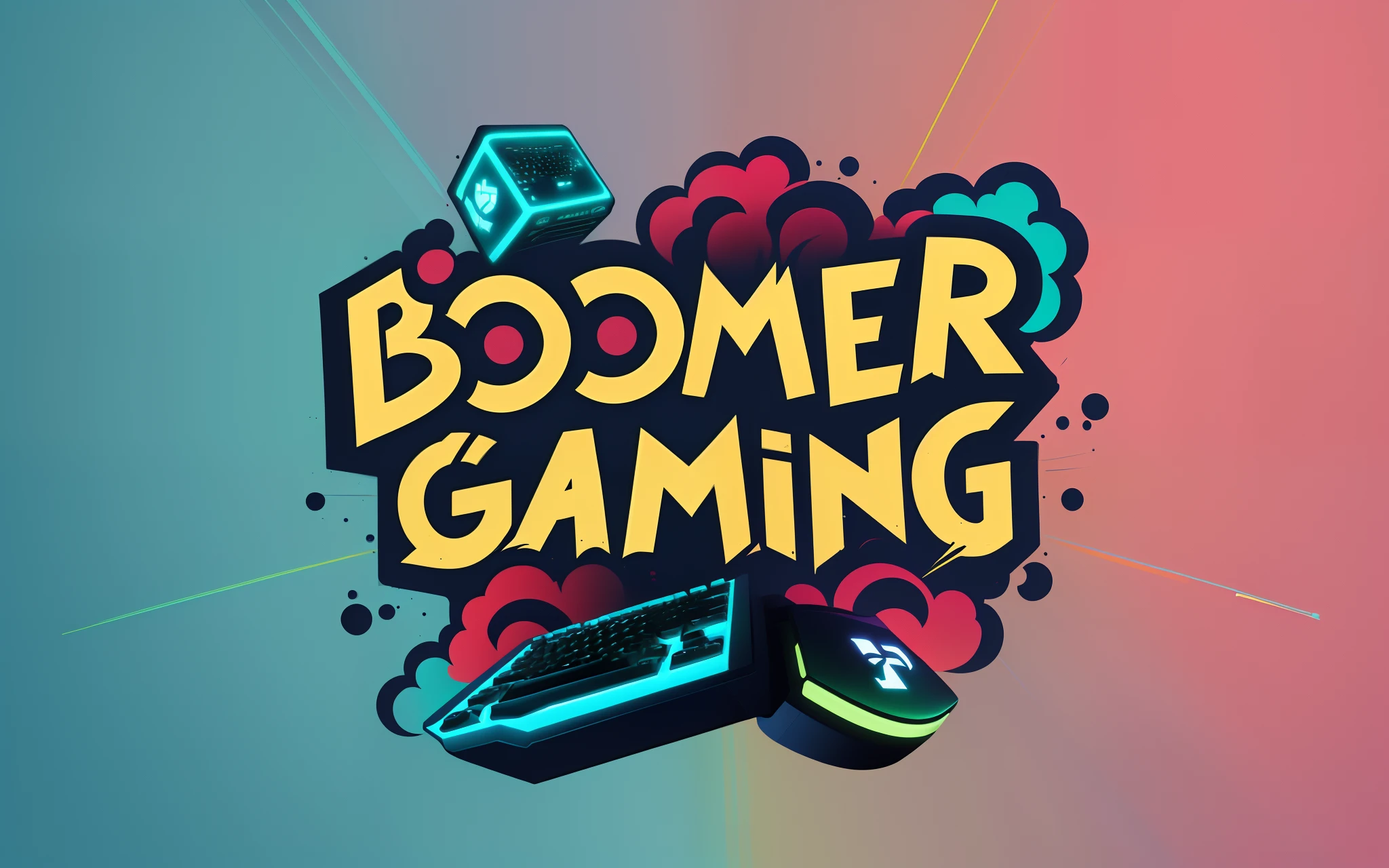 um logotipo colorido com um laptop e um teclado nele, Homem Bombardeiro, Tema gamer, jogos, logotipo do jogo, Jogos para PC, Streamer do Twitch / Jogador Ludwig, sala de jogos, Computadores para jogos, Jogos de mesa, Directed by: Joe Bowler, arte de jogos de computador, gamer aesthetic, Logotipo esportivo, Boomhauer, PC para jogos, jogo de computador, online casino logo