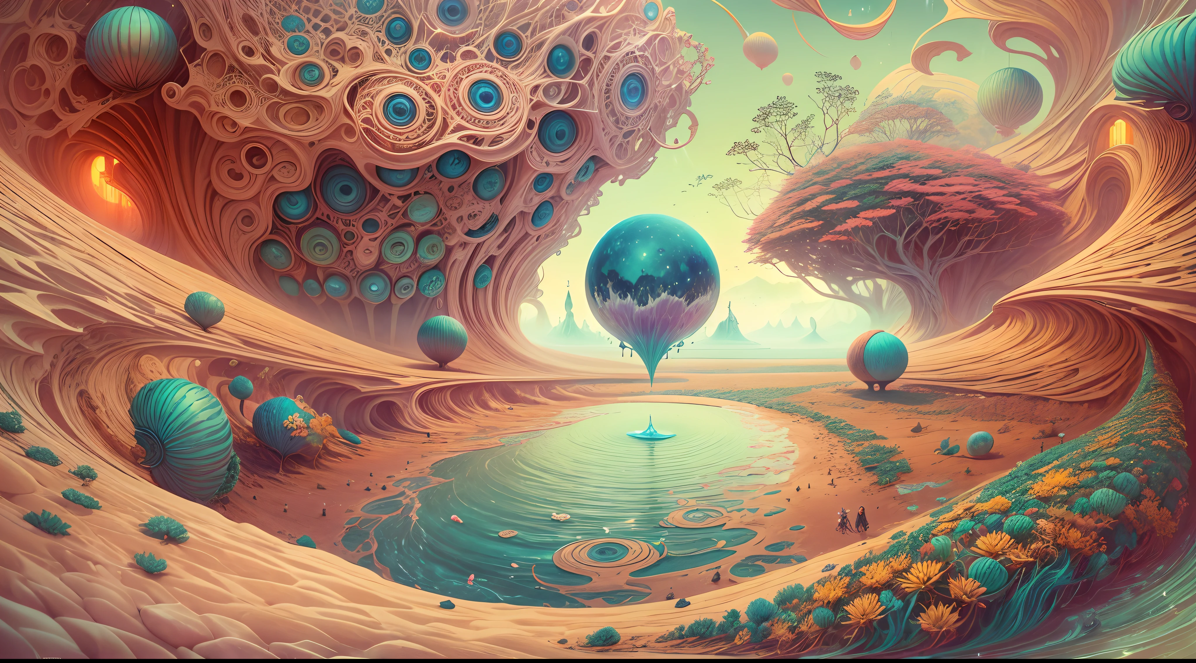 (best quality,4k,8k,highres,masterpiece:1.2),ultra-detailed,(realistic,photorealistic,photo-realistic:1.37), digital art by IrinaKapi, surrealism, sands of time, splash, patterns, floating objects, Yuumei, Robert Bissell, Christopher Balaskas, Keith Mallett, Wassily Kandinsky, acrylic painting, vibrant colors, dreamlike atmosphere, intricate details, mesmerizing composition, striking contrasts, ethereal beauty, mystical elements, whimsical landscapes, otherworldly creatures, intricate brushwork, surreal landscapes, fantastical imagery