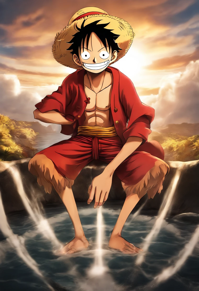 personagem Monkey D. Luffy no estilo do anime One Piece, 5th March, sorrindo, tall resolution