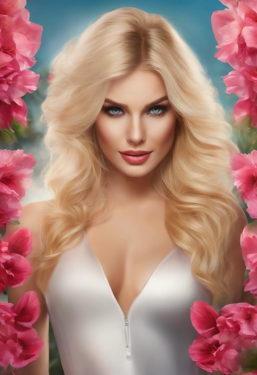 blonde with pussy out