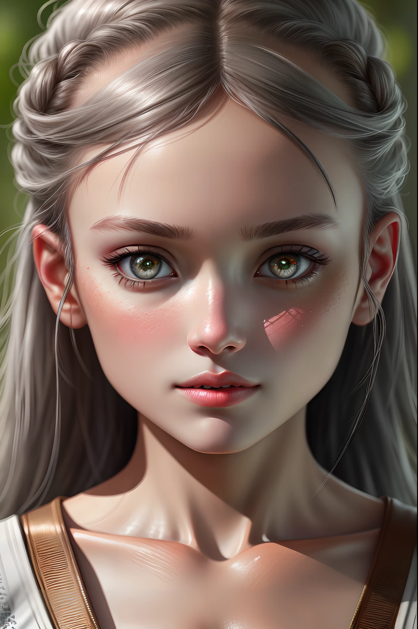 RAW photo, Photography, Photorealistic, 8k vibrant natural female photos, Ultra detail, finely detailed, Dramaticlight, fine detailed beautiful eyes, Detailed skin, Depth of field, With gray eyes