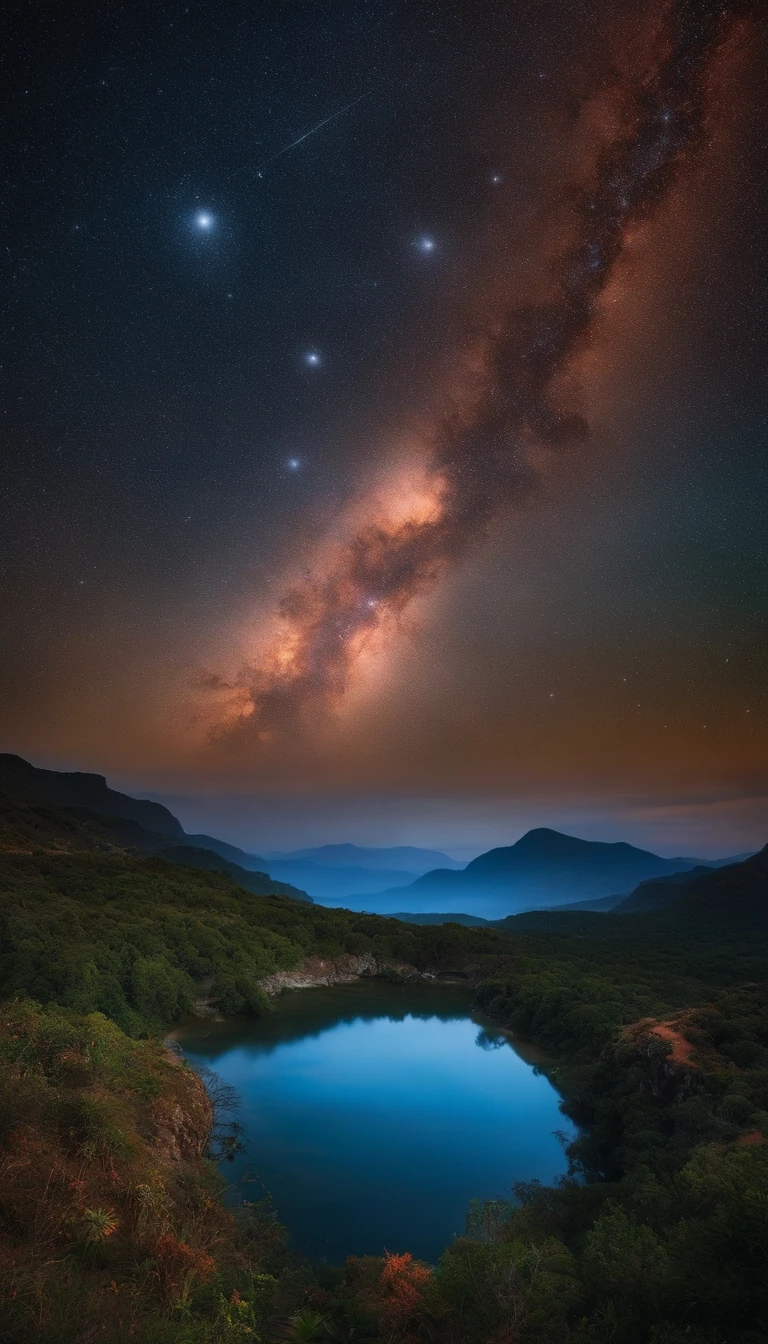 Dancing Starscape: Projete uma paisagem noturna estrelada com uma lua bem grande e clara.