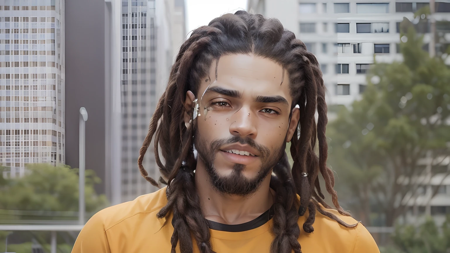 homem negro cabelo dreadlock bravo