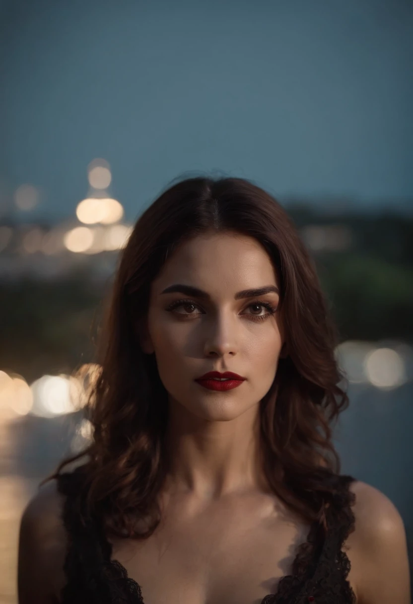 mulher cabelos vermelhos, investigadora, filmes noir, cult, noite, cidade brasileira, desfoque, ghost, vampire, terror style