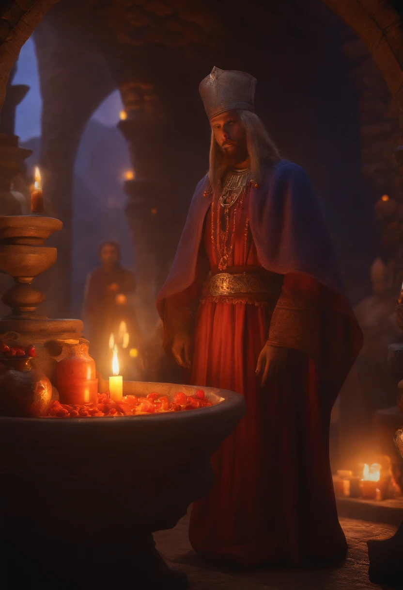 humanoid candle D&D NPC commoner, at the candle people village