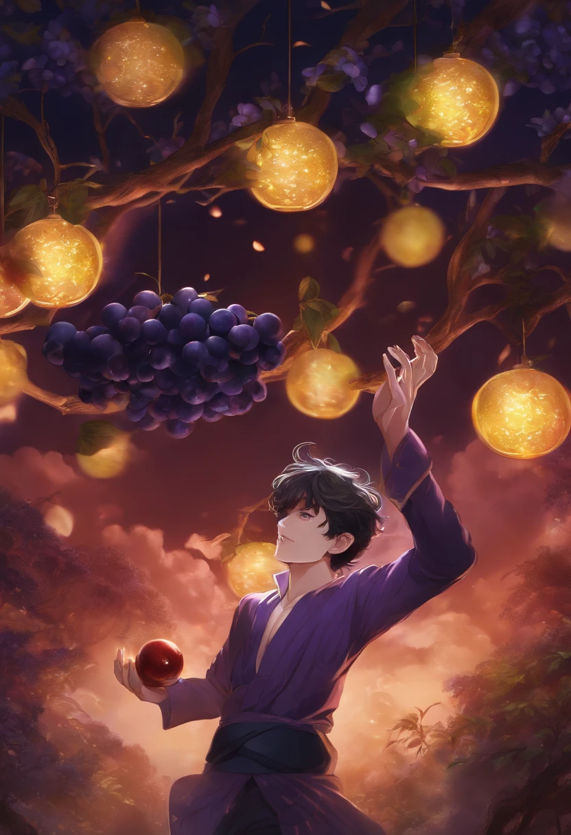 Anime, Magic man throwing the jabuticaba fruit