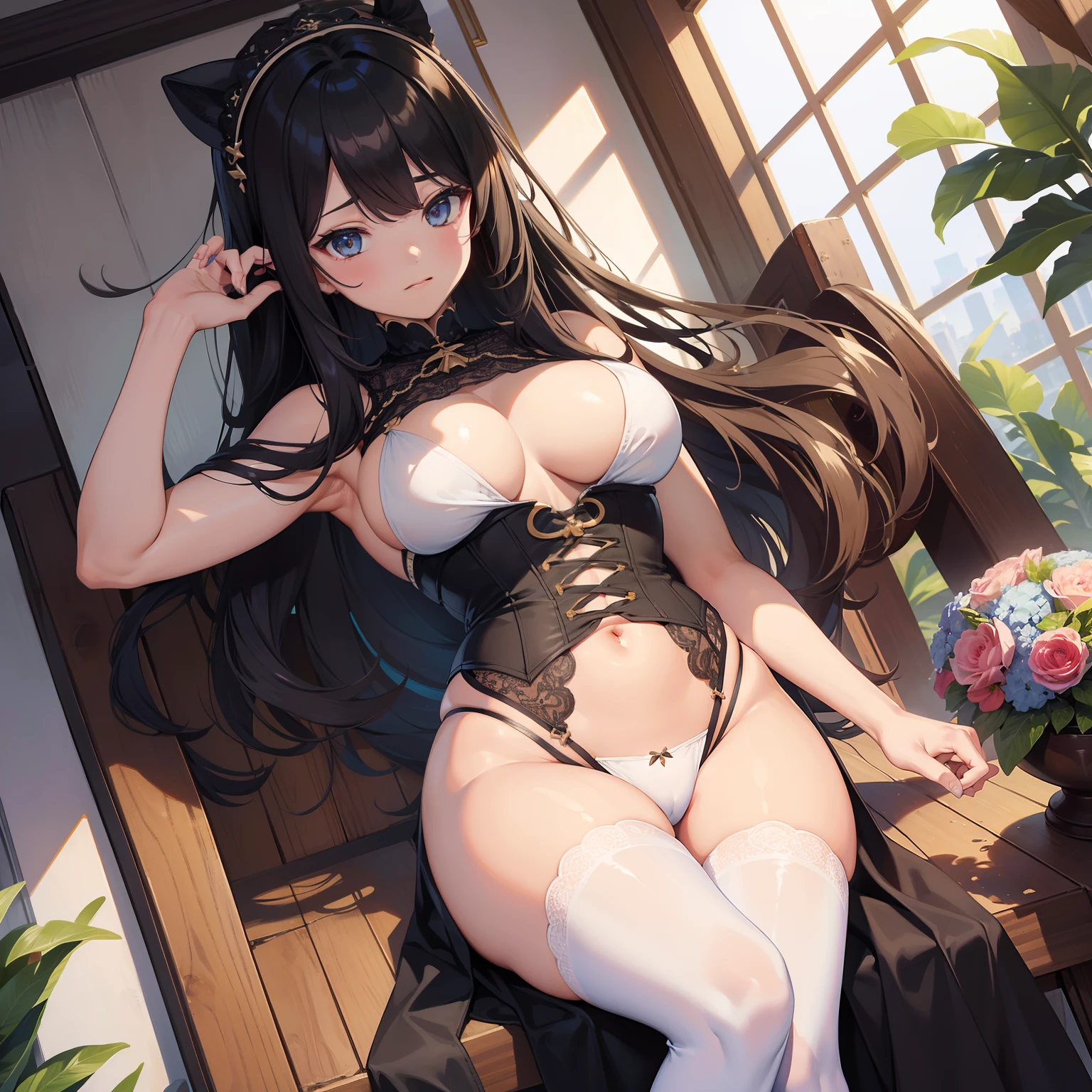 (Obra maestra)), ((La mejor calidad)), (Ultra detallado), ((kawaii)), Lindo, (bonito), ((extremadamente detallado)), 4k, (8k), La mejor calidad, (Beautiful), cuerpo completo, adolescente, ((pechos gigantescos)), (((sagging breasts))), Axilas, ((curva)), colas gemelas, solamente, senos grandes, delantal, mangas cortas hinchadas, (Etiqueta de nombre:0.9), Cabello largo, full bodied, camarera, Delantal blanco, glued fabric corset, cuerpo perfecto, definida, flequillo, conejita, cara de lujuria, big ass, alas de murcielago, cabello negro