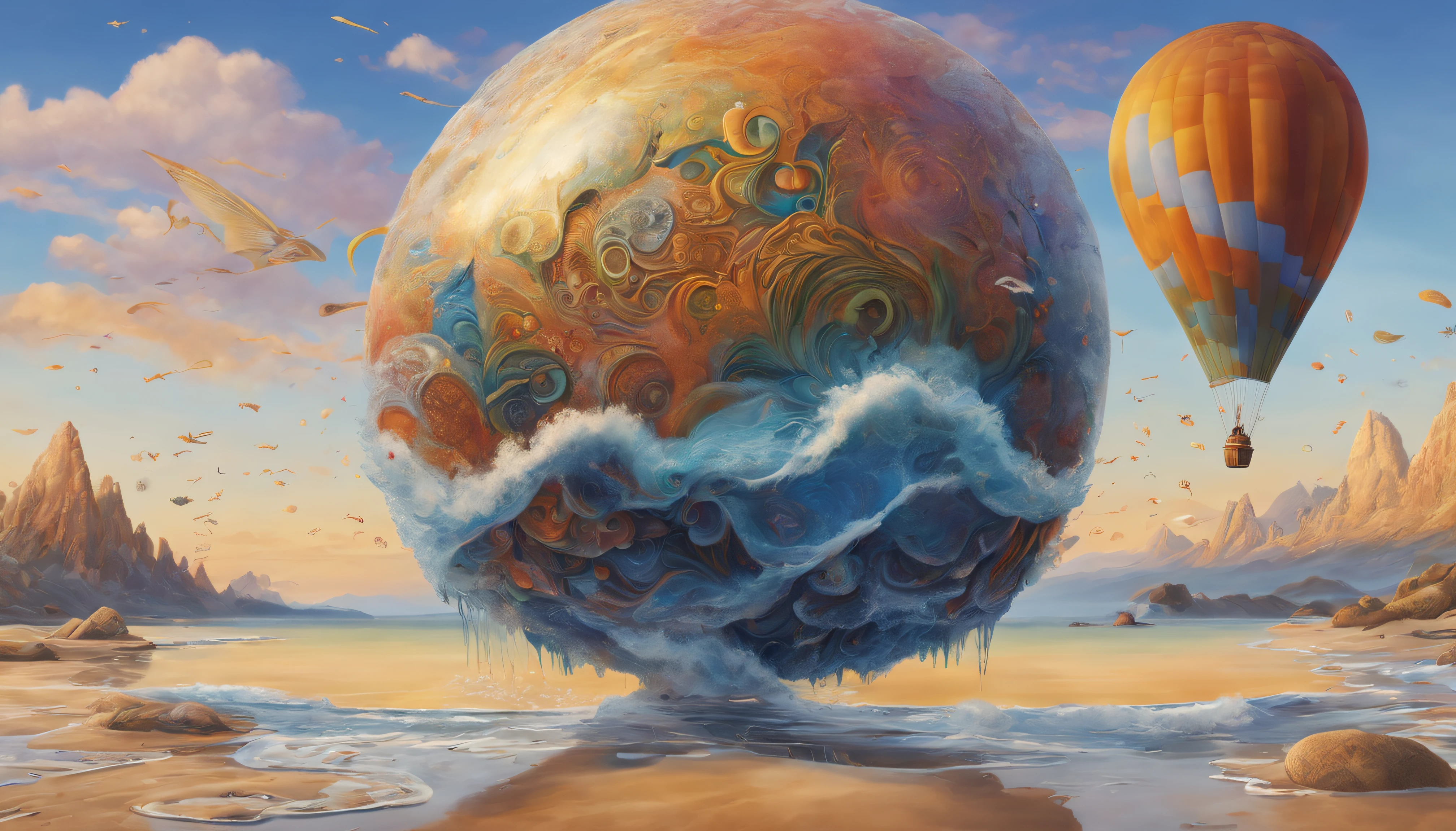 (best quality,4k,8k,highres,masterpiece:1.2),ultra-detailed,(realistic,photorealistic,photo-realistic:1.37), digital art by IrinaKapi, surrealism, sands of time, splash, patterns, floating objects, Yuumei, Robert Bissell, Christopher Balaskas, Keith Mallett, Wassily Kandinsky, acrylic painting, vibrant colors, dreamlike atmosphere, intricate details, mesmerizing composition, striking contrasts, ethereal beauty, mystical elements, whimsical landscapes, otherworldly creatures, intricate brushwork, surreal landscapes, fantastical imagery