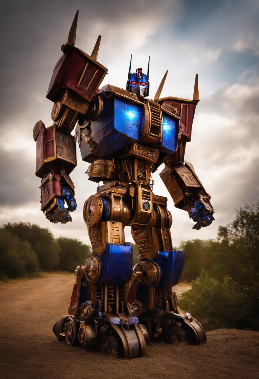 Super realistic steampunk Optimus prime