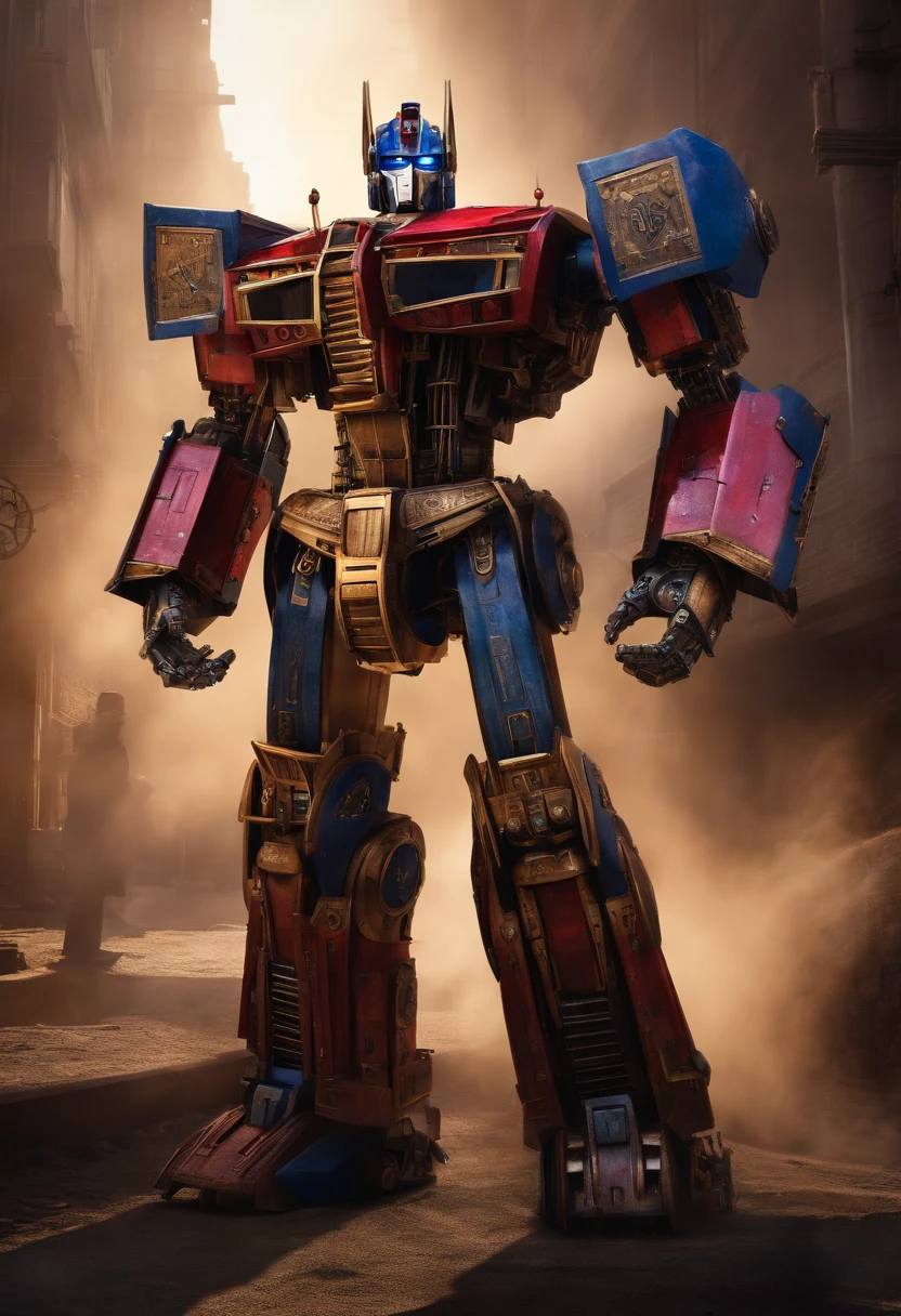 Super realistic steampunk Optimus prime