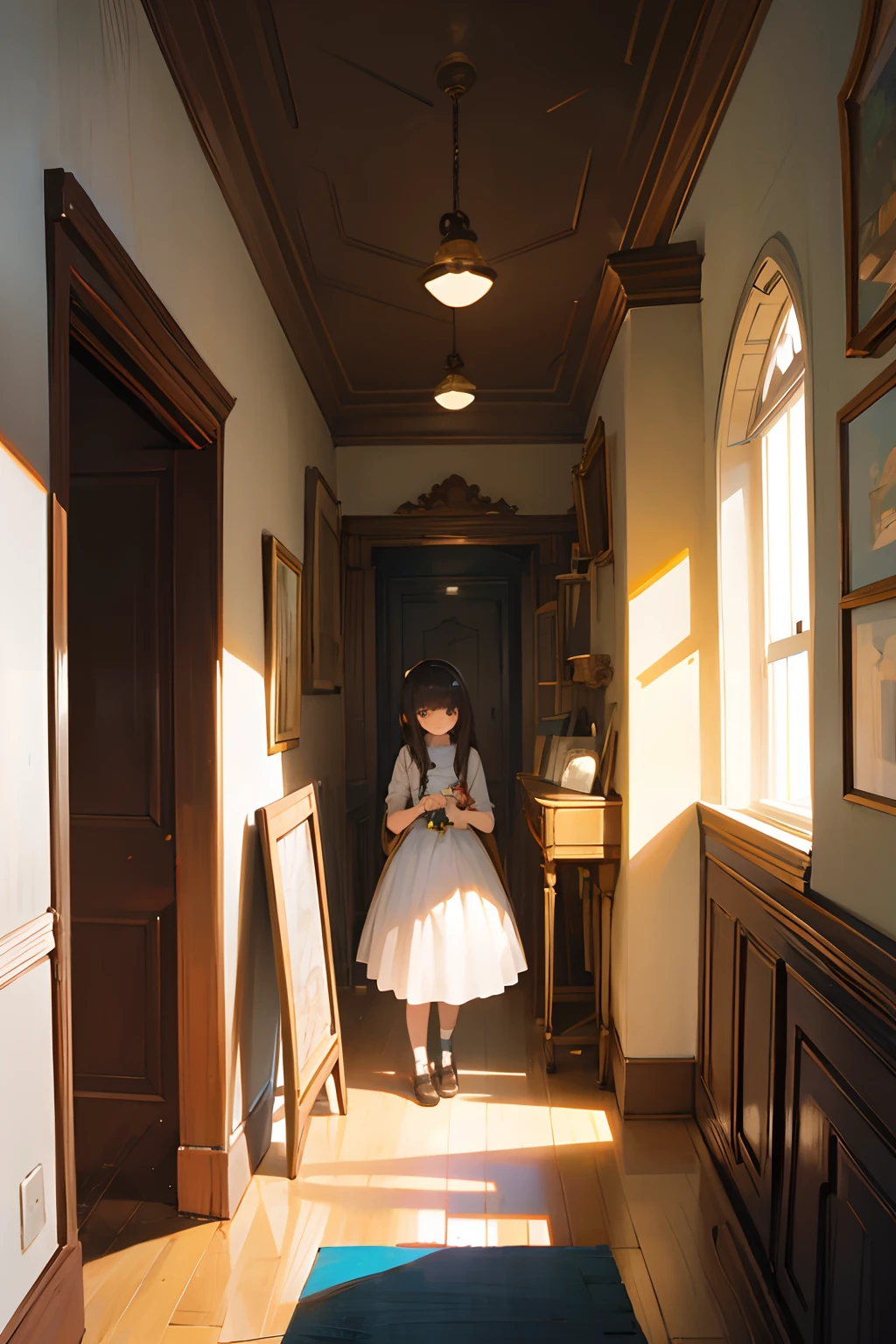 Amelia inside the room painting