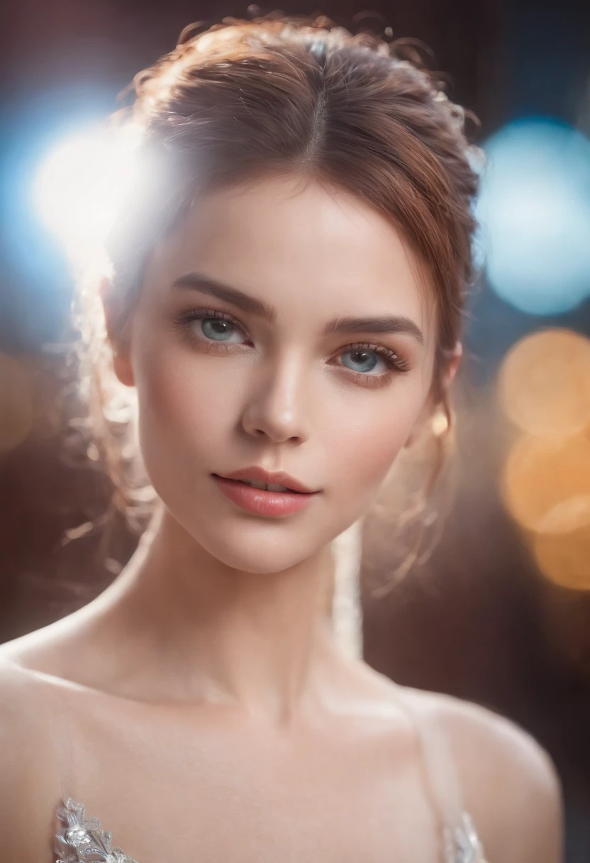 (realistic, attractive:1.1), (portrait, female), detailed eyes, detailed lips, cybernetic enhancements, shiny metallic skin, porcelain complexion, confident expression, high-definition, vibrant colors, soft lighting, sleek hairstyle, stylish outfit, contemporary background, high resolution, ultra-realistic rendering