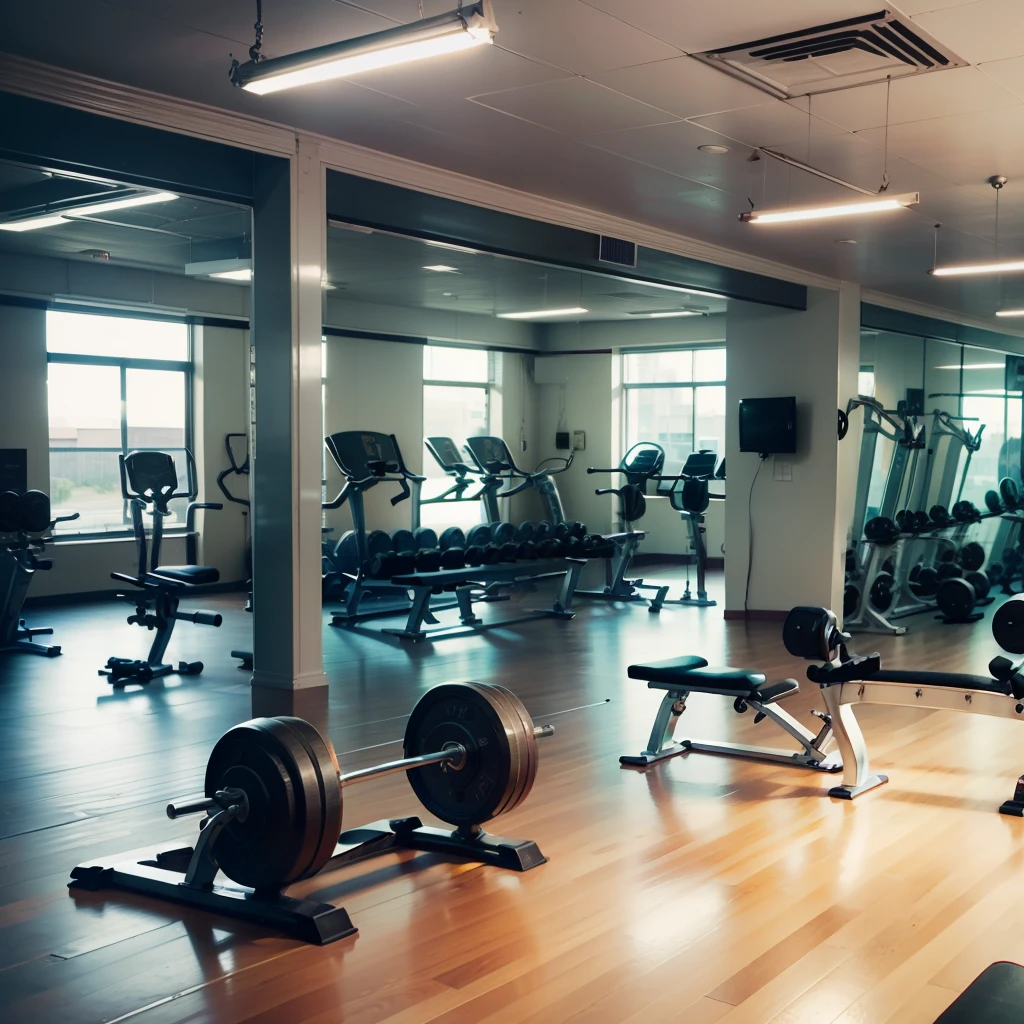 An empty 1950s bodybuilding gym --auto --s2