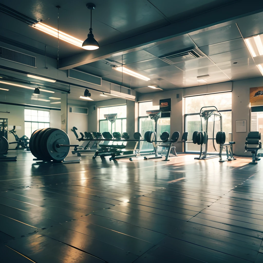 An empty 1950s bodybuilding gym, Fotografia e imagem 4k --auto --s2