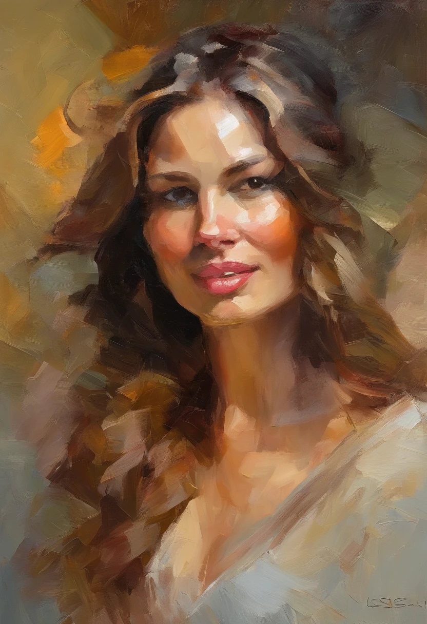 oil painting portrait of model, brushwork convey the subject's emotions and energy.