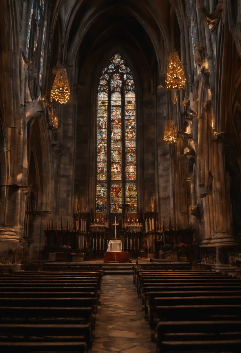 an award winning, photograph picture, RAW, Ultra wide Picture, (best detailed: 1.3), (UHD: 1.5), (photorealistic: 1.4), photography magazine quality picture of gothic church from the outside (the stained glass art is of a woman's face: 1.5), its night time, there stars in the sky, picture taken from (outside the church: 1.3), urban city background, best details, best quality, 16k, (ultra detailed: 1.5), masterpiece, best quality, (extremely detailed), ultra wide shot, photorealism, depth of field, hyper realistic, 2.5 rendering