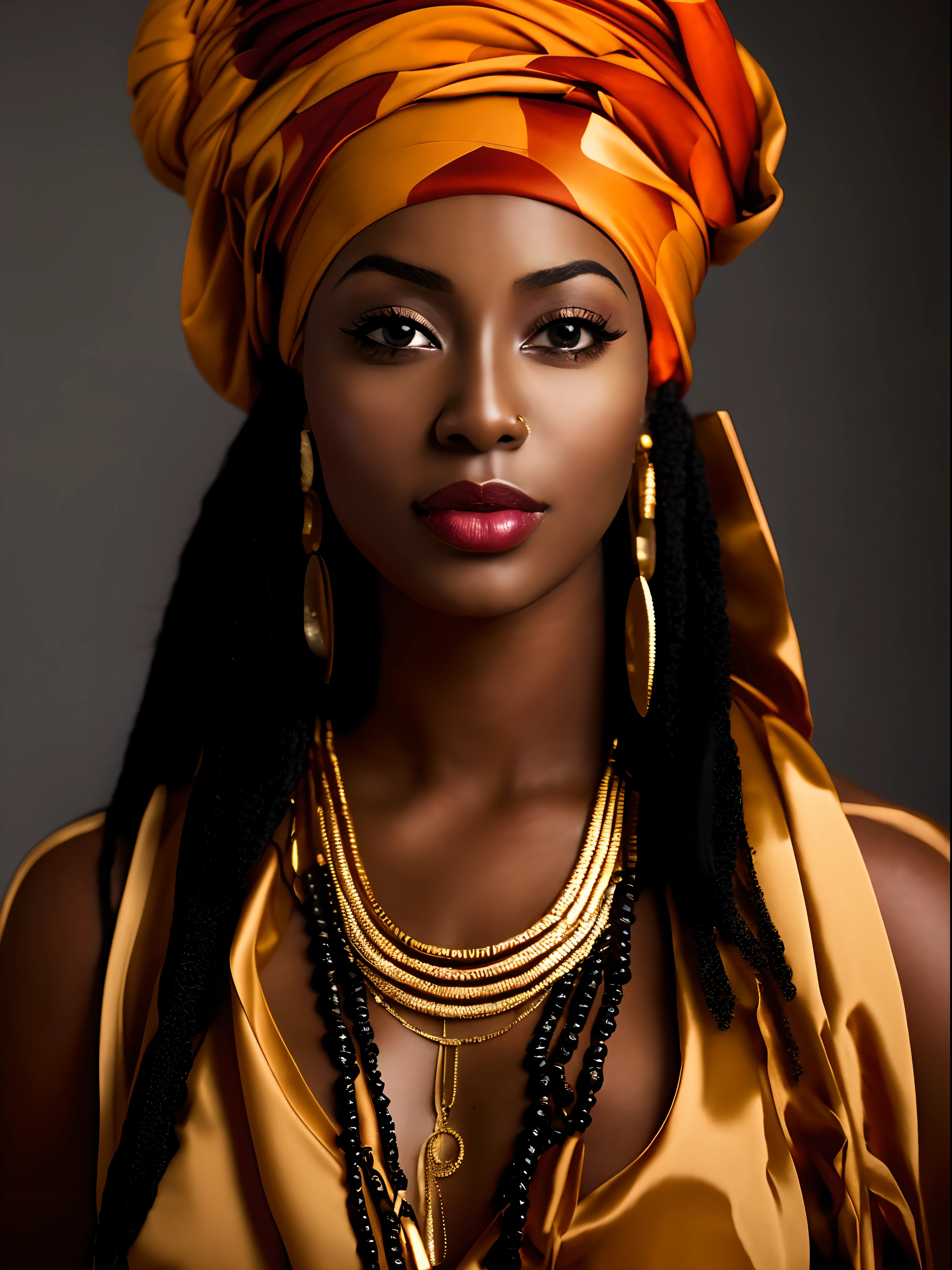 a close up of a woman with a turban and jewelry, stunning african princess, black african princess, african woman, black young woman, young black woman, african american woman, dark skin female goddess of love, african queen, african princess, black woman, african american girl, gorgeous woman, african, with brown skin, dark skin, african american elegant girl