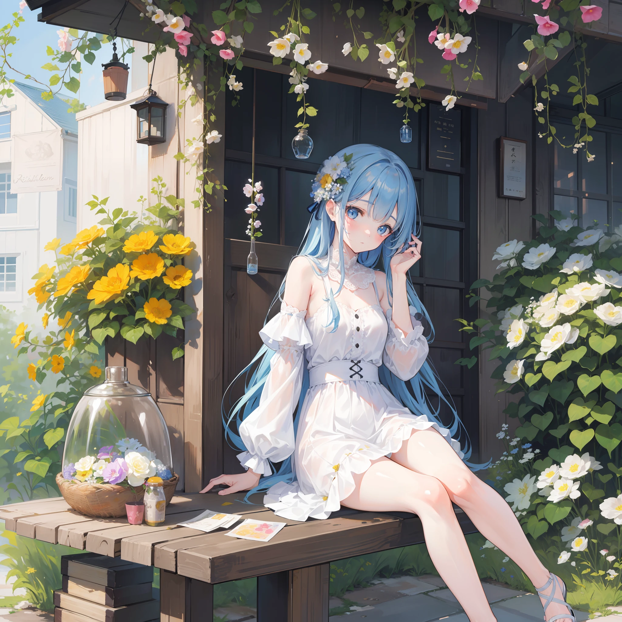 in container,inside bottle The girl in the bottle, cute, sitting and sleeping, there are a lot of flowers in the bottle, accurate eyes, well-formed face, artistic, beautiful art, art, the girl in the bottle(masterpiece) , ((best quality)), (( 8k wallpaper)), ((ultra high resolution)),、