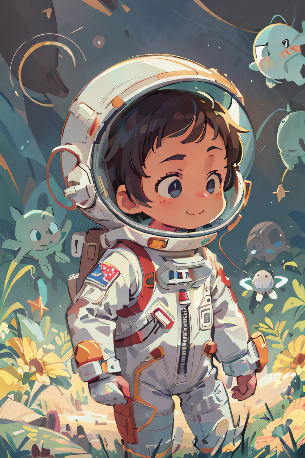 Astronaut, rocket, outer space, smile, Watercolor, full body view, perfect quality, (masterpiece: 1.2) (Bokeh background) (Best quality) (Detailed Skin: 1.3) (Intricate Details) (8K) (Detail Eyes) (Sharp Focus), (Happy), best lighting
