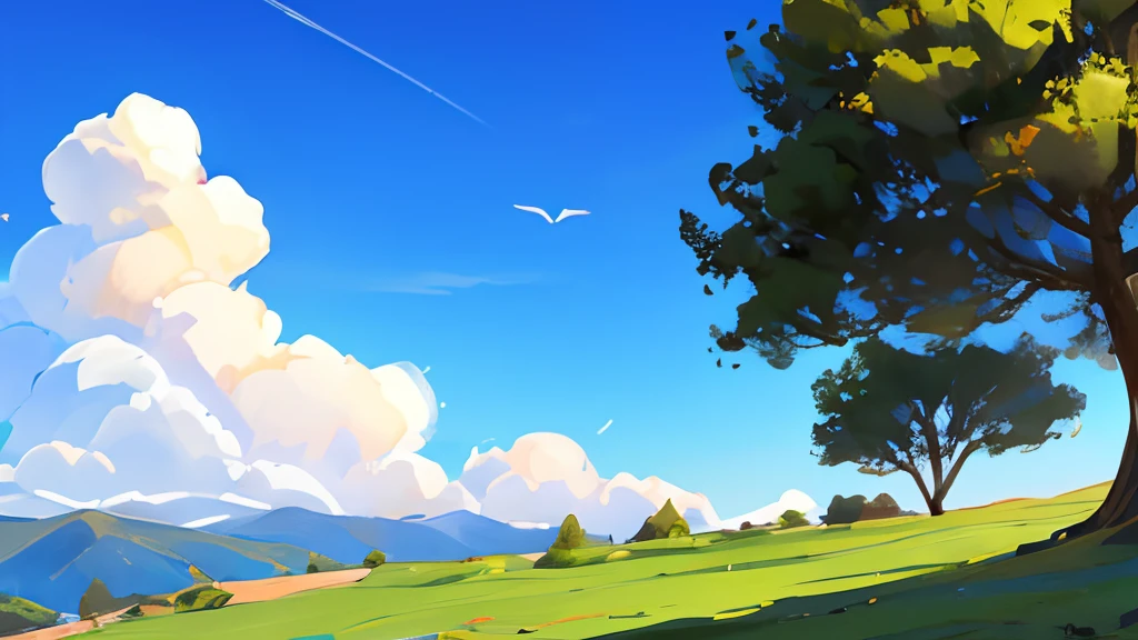parque abierto, gran arbol a la izquierda, yuyos verdes, pasto hermosos sedoso verde, sin gente, fondo de pantalla, hd, 4k, buena vista, hermoso paisaje, cielo azul, small clouds,