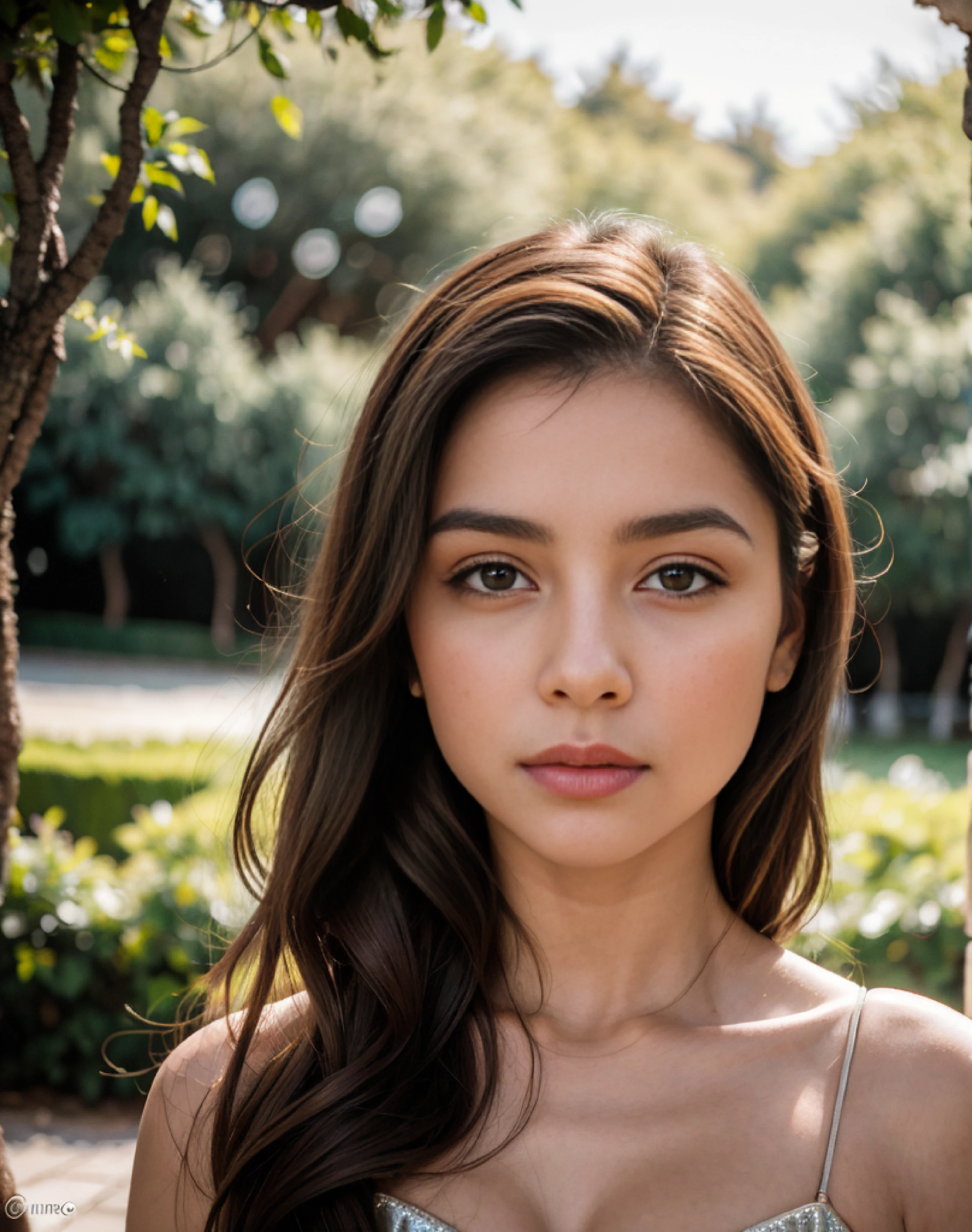 (obra maestra), (extremadamente intrincado:1.3),, (realista), Portrait photo of a young girl, The most beautiful in the world, (armadura medieval), metallic reflections, parte superior del cuerpo, Al aire libre, Luz solar intensa, Castillo lejano, Professional photograph of a stunning and detailed woman, foco nítido, dramatic, galardonado, cinematic lighting, Renderizado de octanaje, motor irreal, DTX volumetry, (Film grain, Bokeh, primer plano borroso, fondo borroso), cresta en el pecho