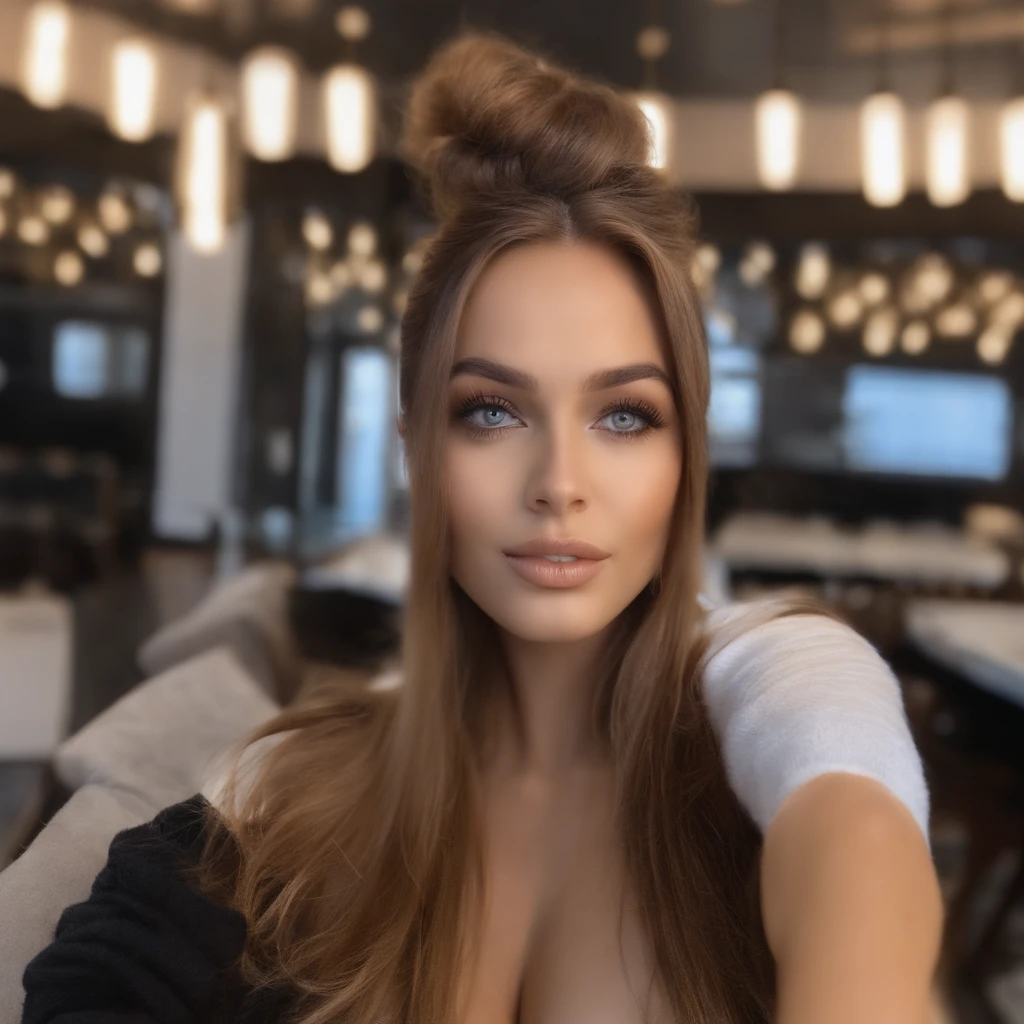 mulher arafed totalmente , menina sexy com olhos azuis, ultra realistic, meticulosamente detalhado, Retrato Sophie Mudd, cabelos loiros e olhos grandes, selfie de uma jovem mulher, Olhos do quarto, Violeta Myers, sem maquiagem, maquiagem natural, Looking directly at the camera, Rosto com ArtGram, maquiagem sutil, Medium to large bust.wearing a doctor's closed lab coat.