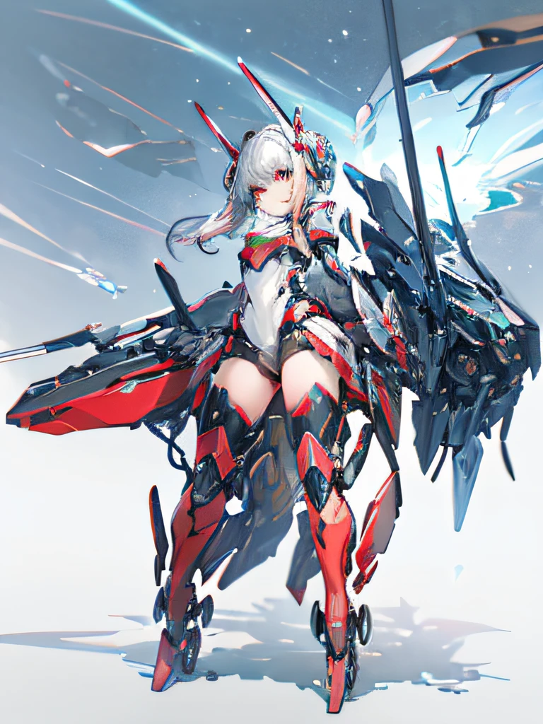 Cosmic Break, gear aurora, girl in mecha cyber armor, mechanized valkyrie girl, high-tech red armor, fully robotic!! girl, female mecha, mechanized soldier girl, gear mecha, battroid mode, cool mecha style