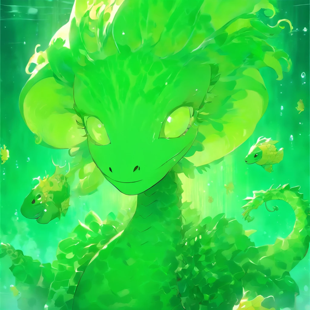 Alien Seahorse, Pale green in color, beehive hair style that is blond and swamp green, fancy crazy outfit, Masterpiece, Best Quality