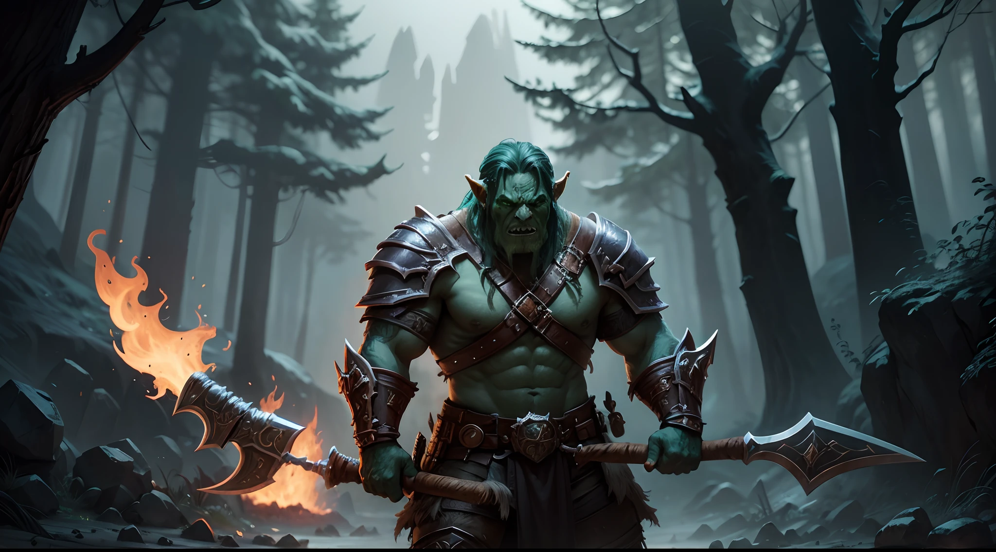 (realistic orc black color with big teeth), (dark war background) --auto --s2