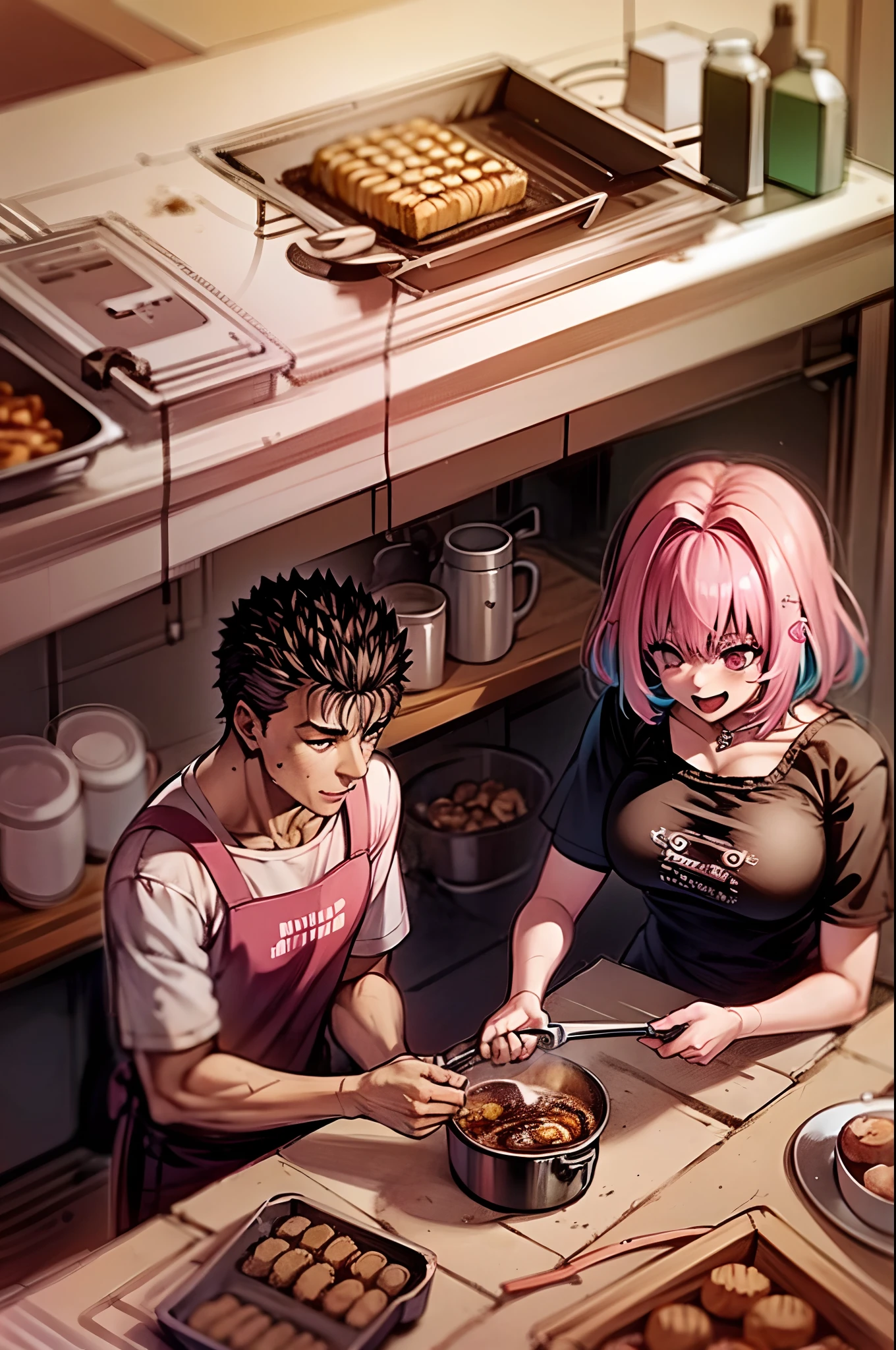 riamu yumemi, guts, couple, husband and wife, riamu motherly, house wife, cooking, mother and son, children , family, happy