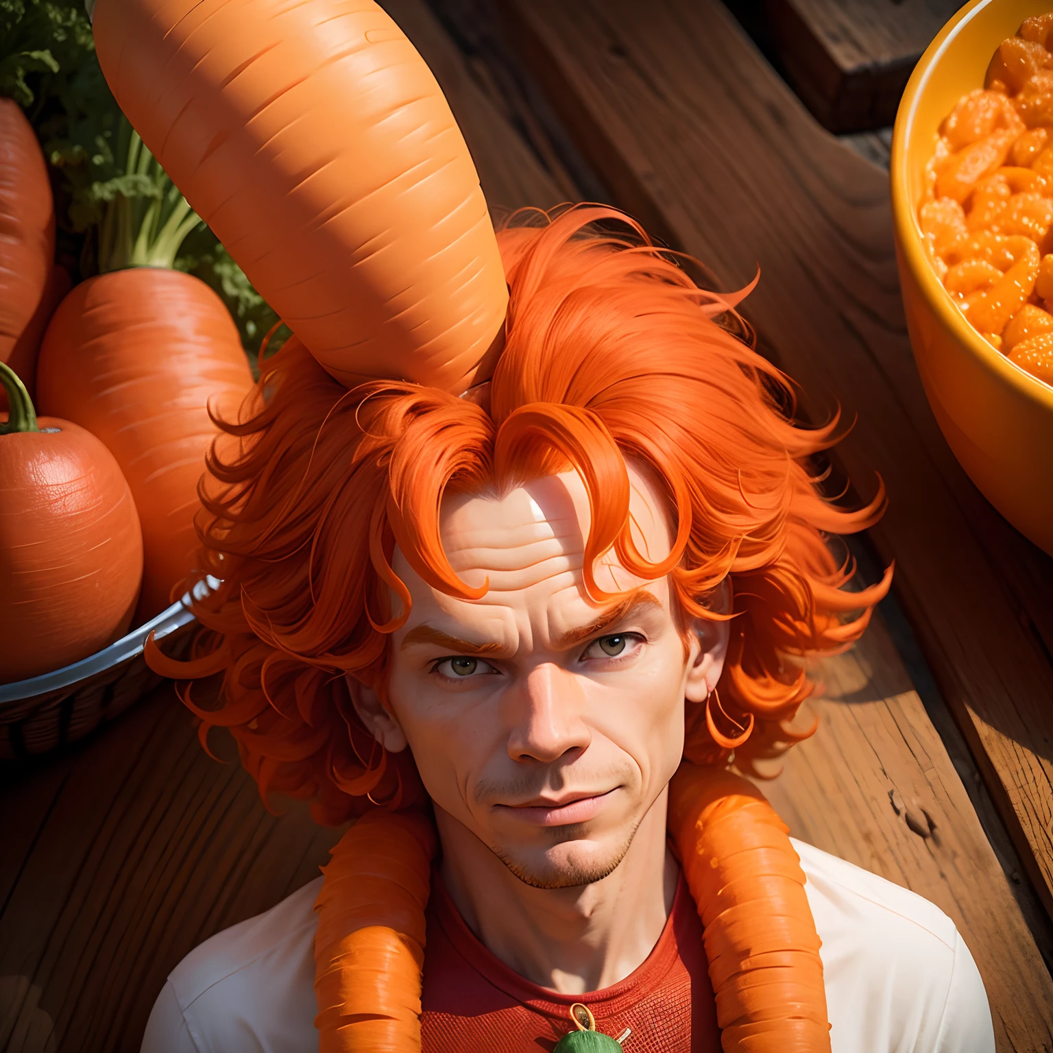 Carrot top as Cheeto man