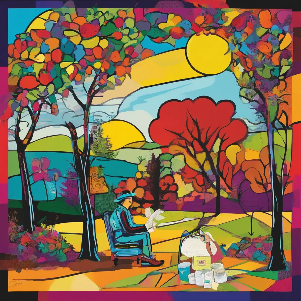 a painting of a man holding a bag of money under a tree, 🚿🗝📝, rich tree, 🔞🤡, by Harry Beckhoff, 🚀🌈🤩, 🪔 🎨;🌞🌄, high quality picture, capitalist, wealthy, wealth, nft art, vintage art, 🐿🍸🍋, by Romero Britto