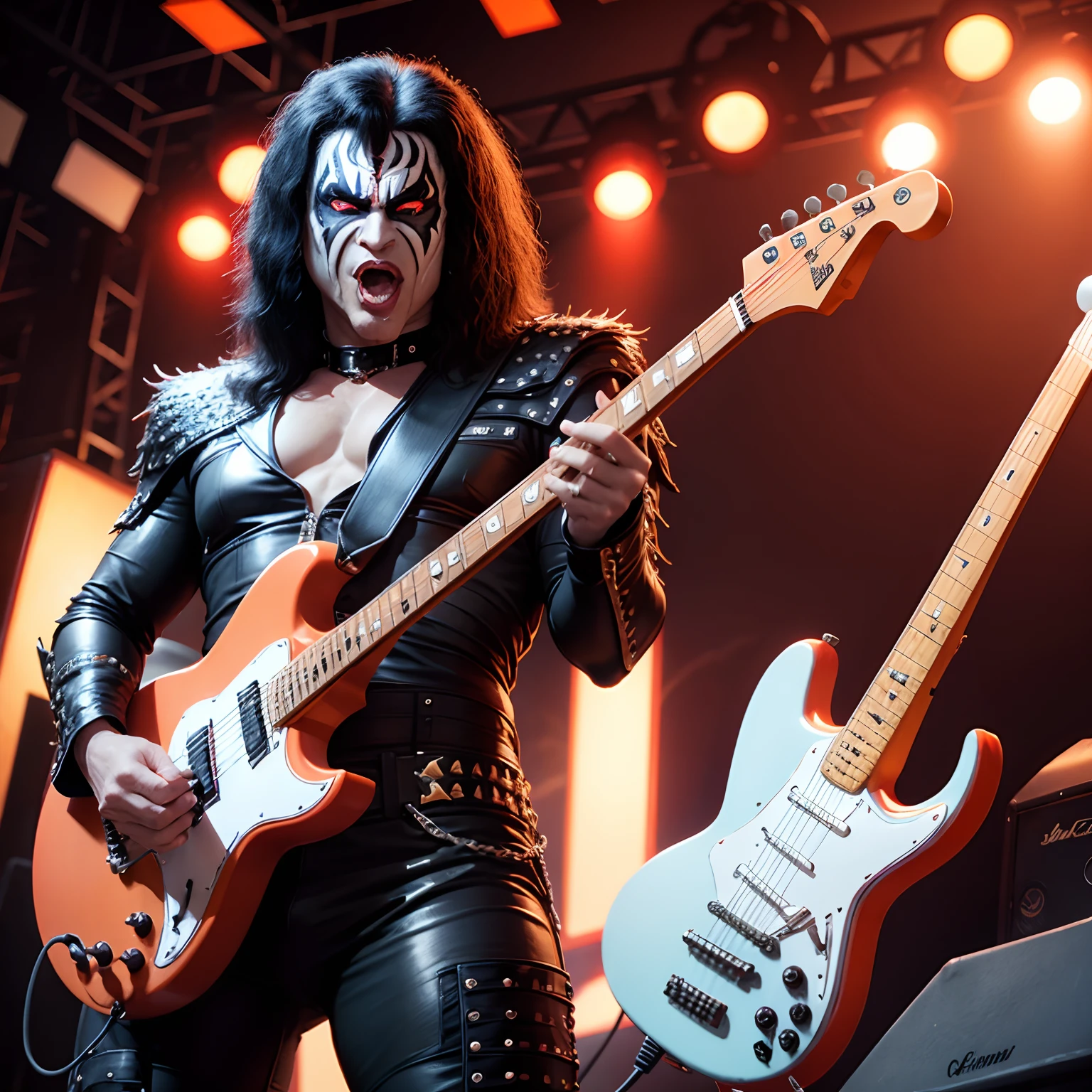 Gene Simmons of kiss as Cheeto man