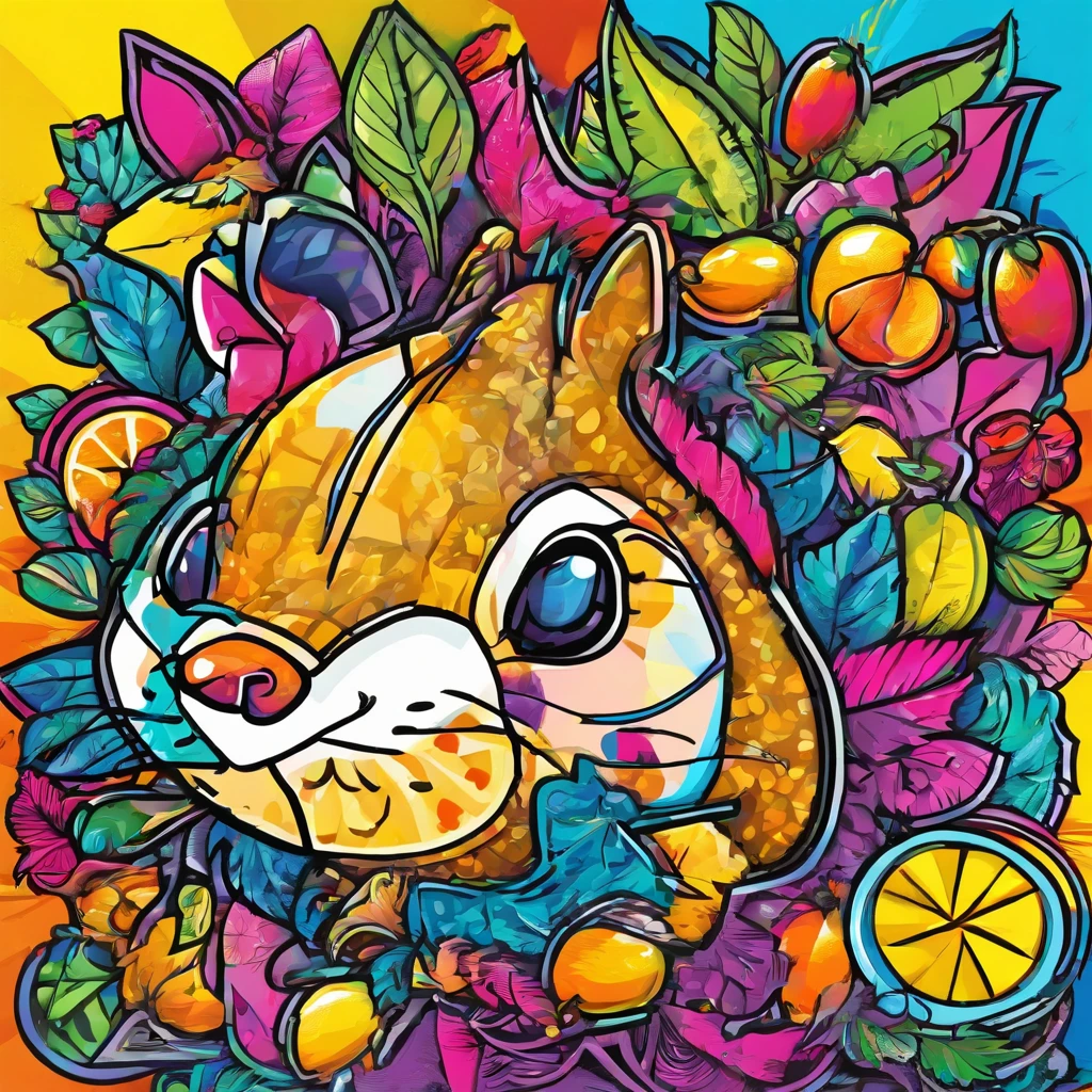 (best quality,highres:1.2,ultra-detailed,realistic:1.37), capitalist, wealthy, nft art, vintage art, squirrel, cocktail, lemon, by Romero Britto, vibrant colors, exquisite details, rich textures, elegant composition, intricate patterns, mesmerizing brushwork