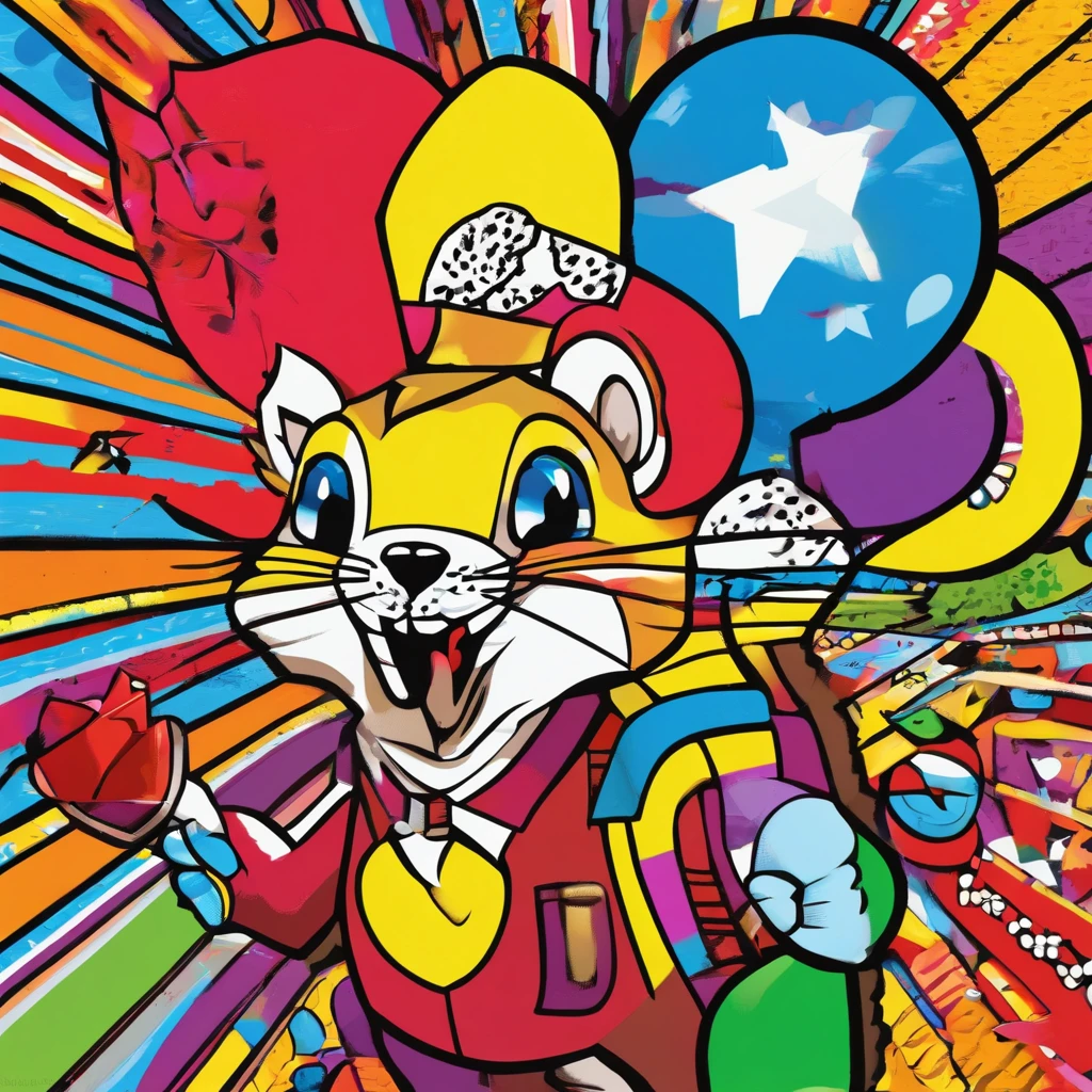 (best quality,highres:1.2,ultra-detailed,realistic:1.37), capitalist, wealthy, nft art, vintage art, squirrel, cocktail, lemon, by Romero Britto, vibrant colors, exquisite details, rich textures, elegant composition, intricate patterns, mesmerizing brushwork