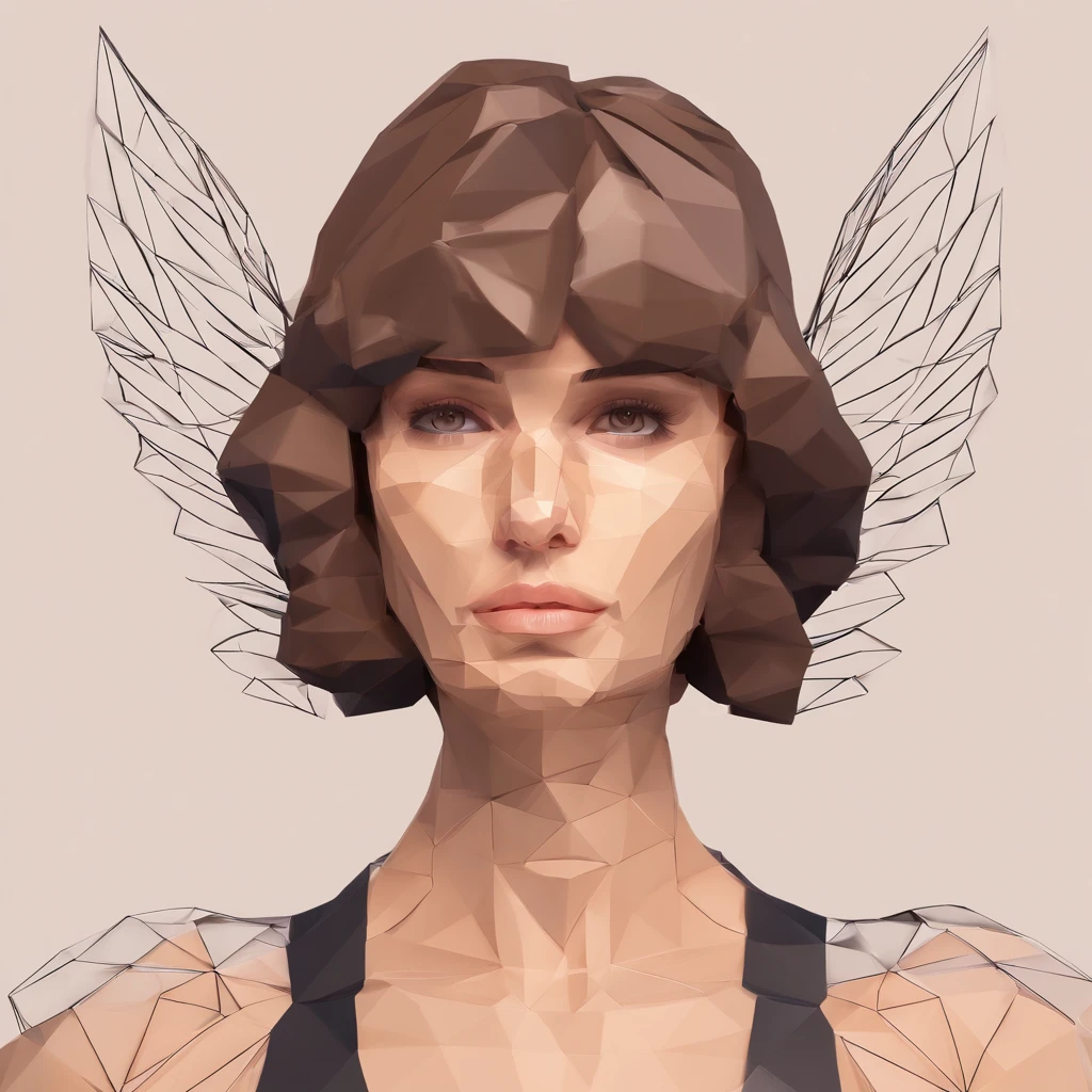 Lifelike female portraits, Brown-eyed woman, brunette hair, Ultrahead, Surreal style, angel, detailed face