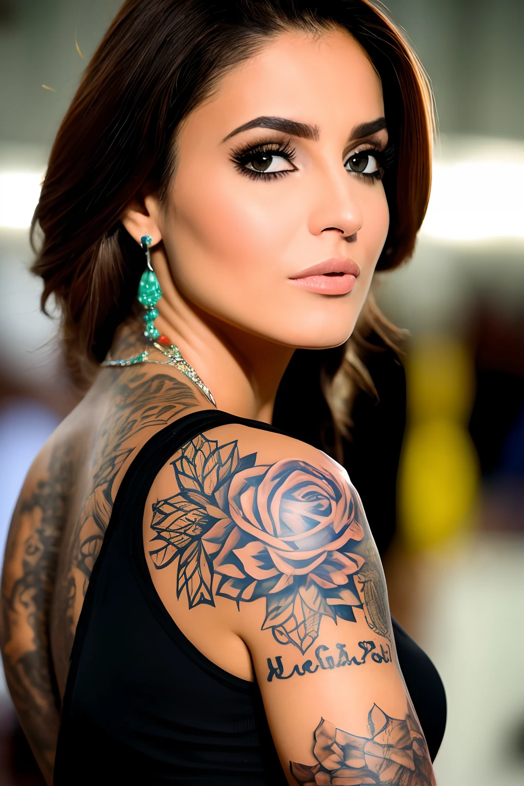 (melhor qualidade, obra-prima:1.2), Foto de uma mulher com tatuagem no rosto, 8k