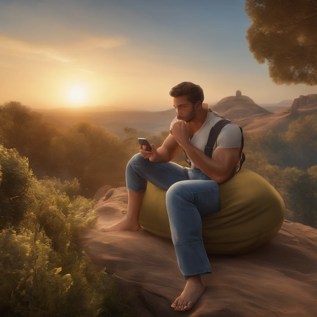 qualidade de imagem do filme,Disney Animation,Disney animated films, mais novo,rindo alegremente,Jogue com seu telefone,Denim suspenders,profundidade de campos,Luz alta,luz real,Traching de raias,oc renderizado,hyper-realistic,melhor qualidade,8k,Obras de mestres,super-fino,pelos pubianos detalhados,anatomia correta,sharp focus on eyes,Bokeh,Facial features are carefully described