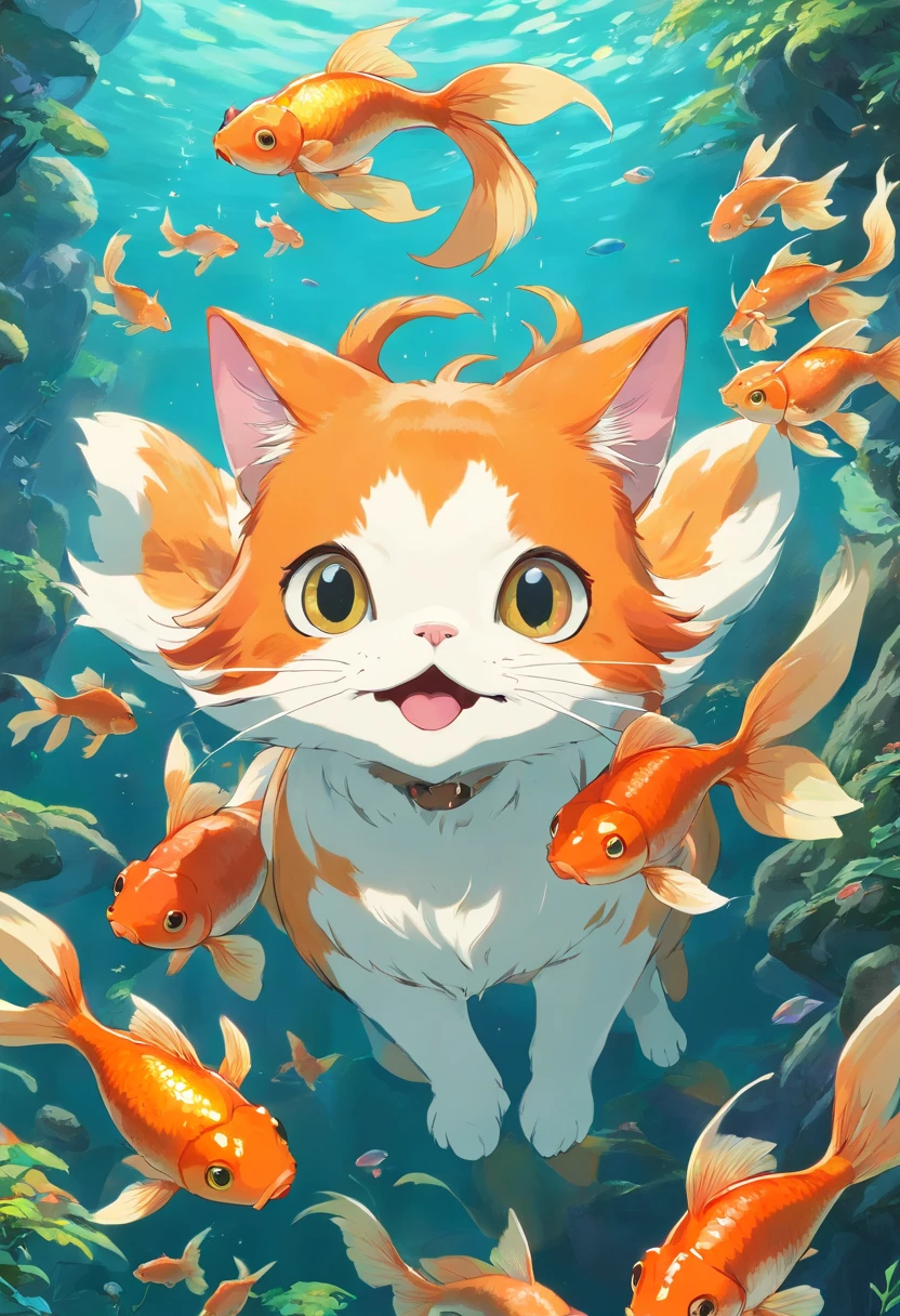 Cat face Goldfish body Limbs of goats